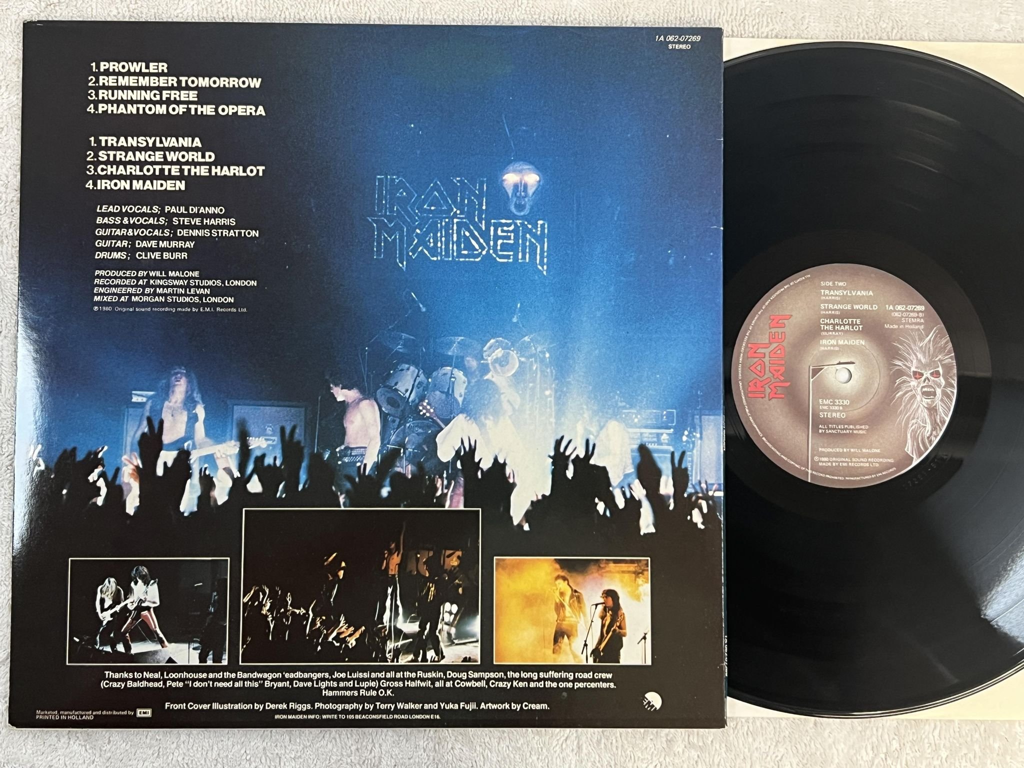 Omslagsbild för skivan IRON MAIDEN s/t LP -80 Hol EMI 1A 062-07269
