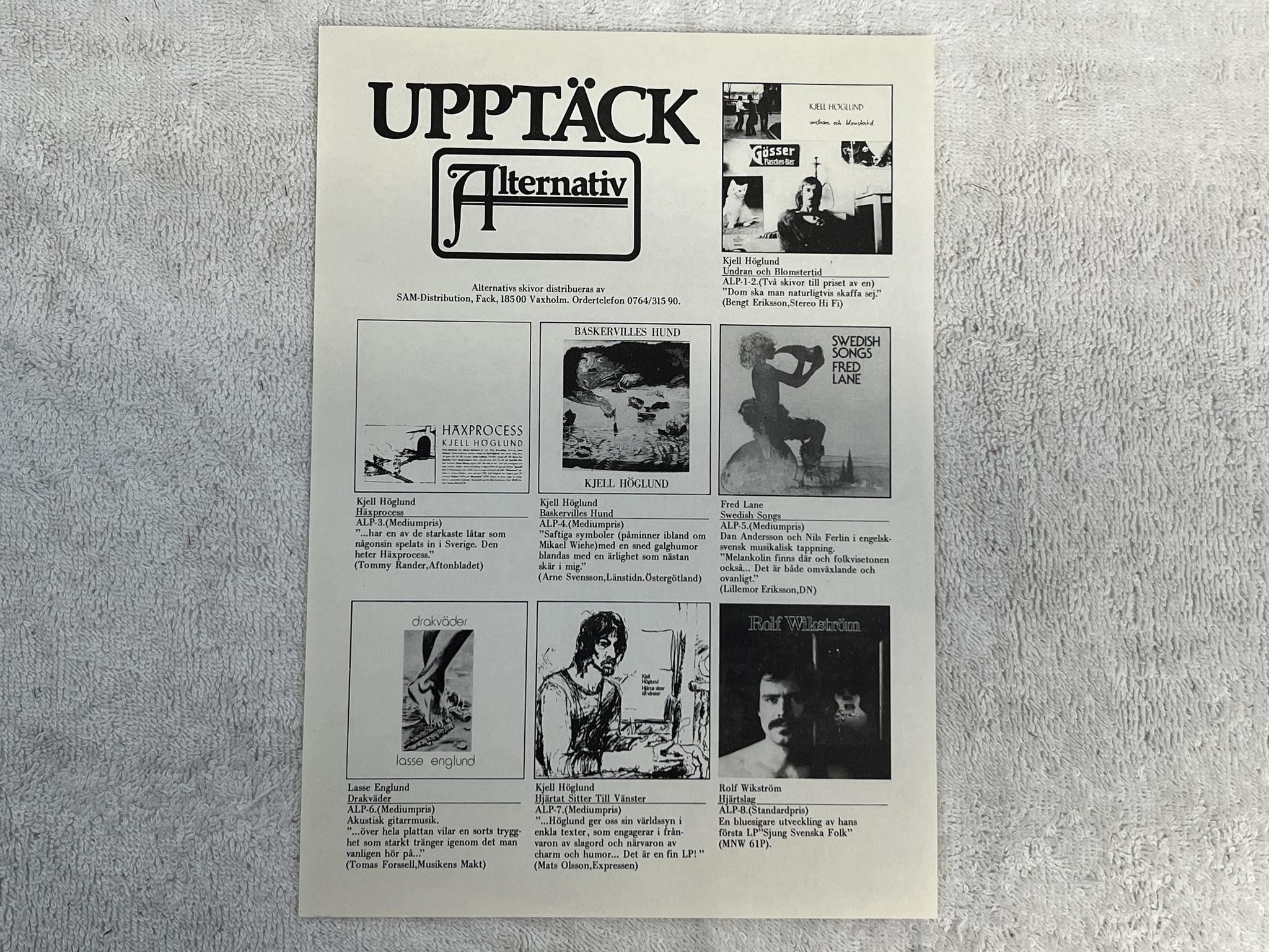 Omslagsbild för skivan KJELL HÖGLUND häxprocess LP -73 Swe ALTERNATIV A-LP 3