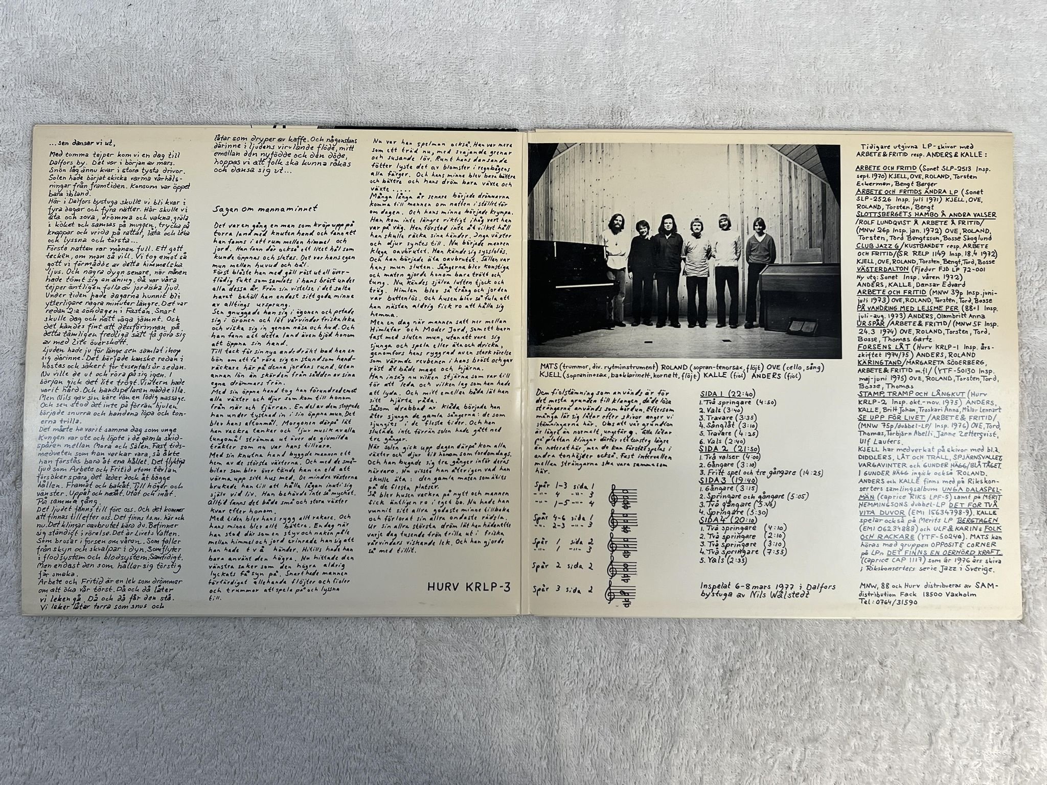 Omslagsbild för skivan ARBETE OCH FRITID ... sen dansar vi 2xLP -77 Swe HURV KRLP-3