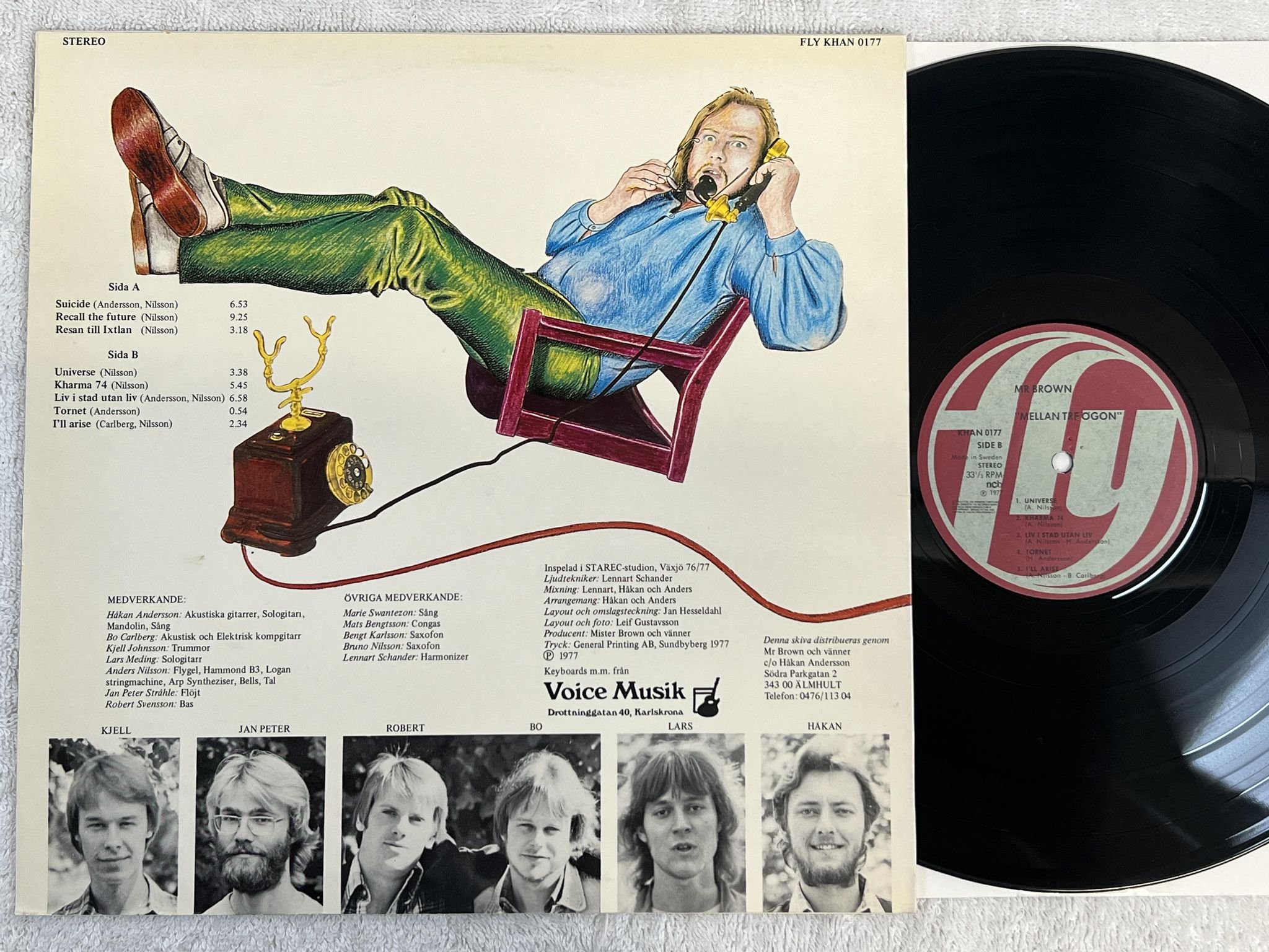 Omslagsbild för skivan MR BROWN mellan tre ögon LP -77 Swe FLY KHAN private press ** Rare Prog **