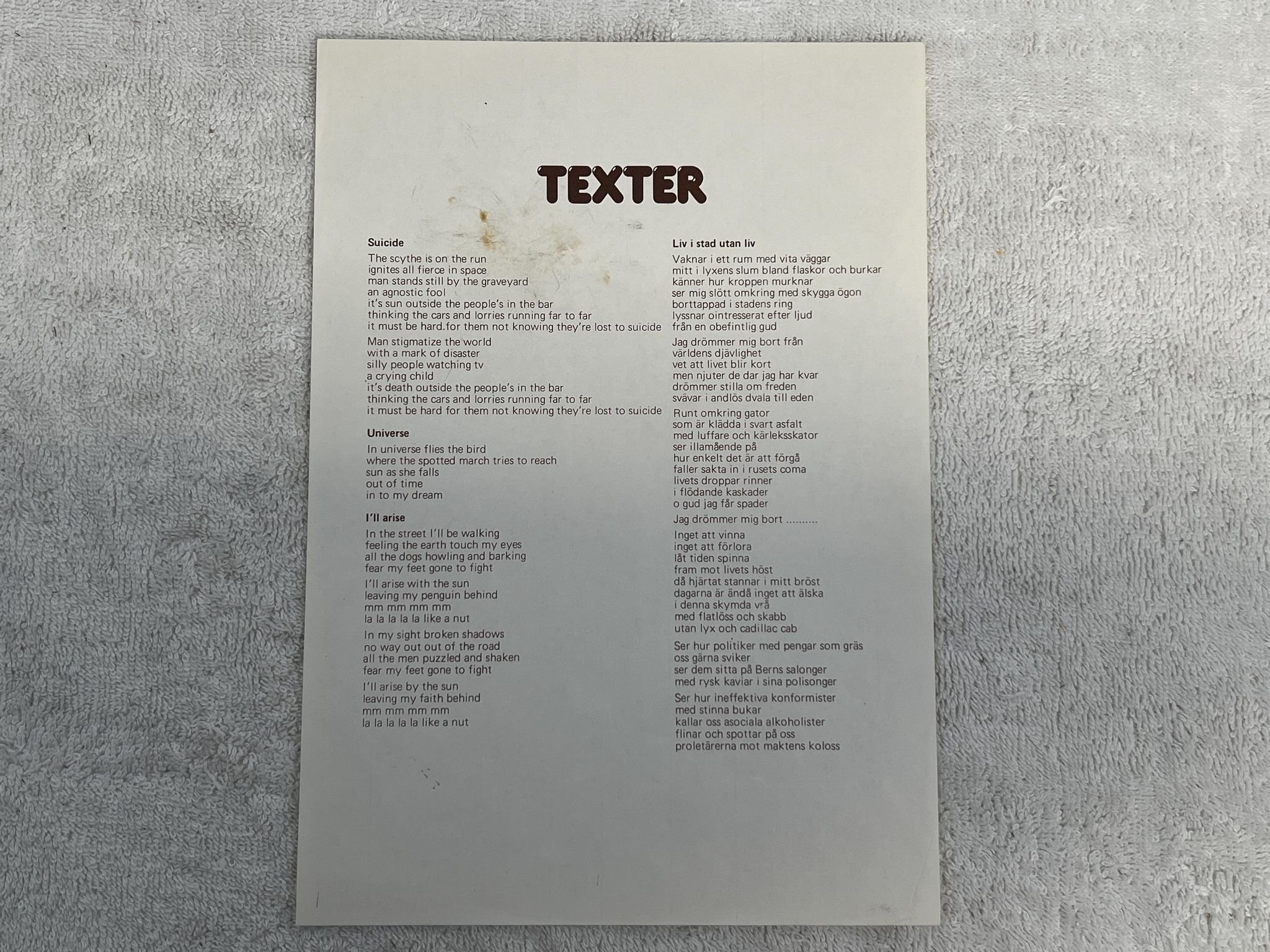 Omslagsbild för skivan MR BROWN mellan tre ögon LP -77 Swe FLY KHAN private press ** Rare Prog **