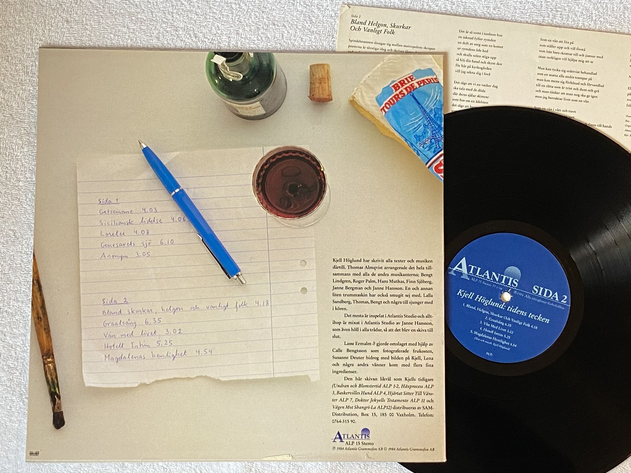 Omslagsbild för skivan KJELL HÖGLUND tidens tecken LP -84 Swe ATLANTIS ALP 15