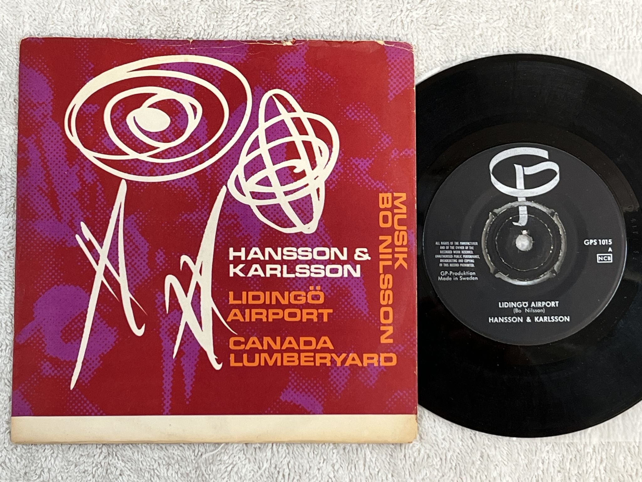 Omslagsbild för skivan HANSSON & KARLSSON Lindigö Airport 7" -67 Swe GP GPS 1015 *** PSYCH ***