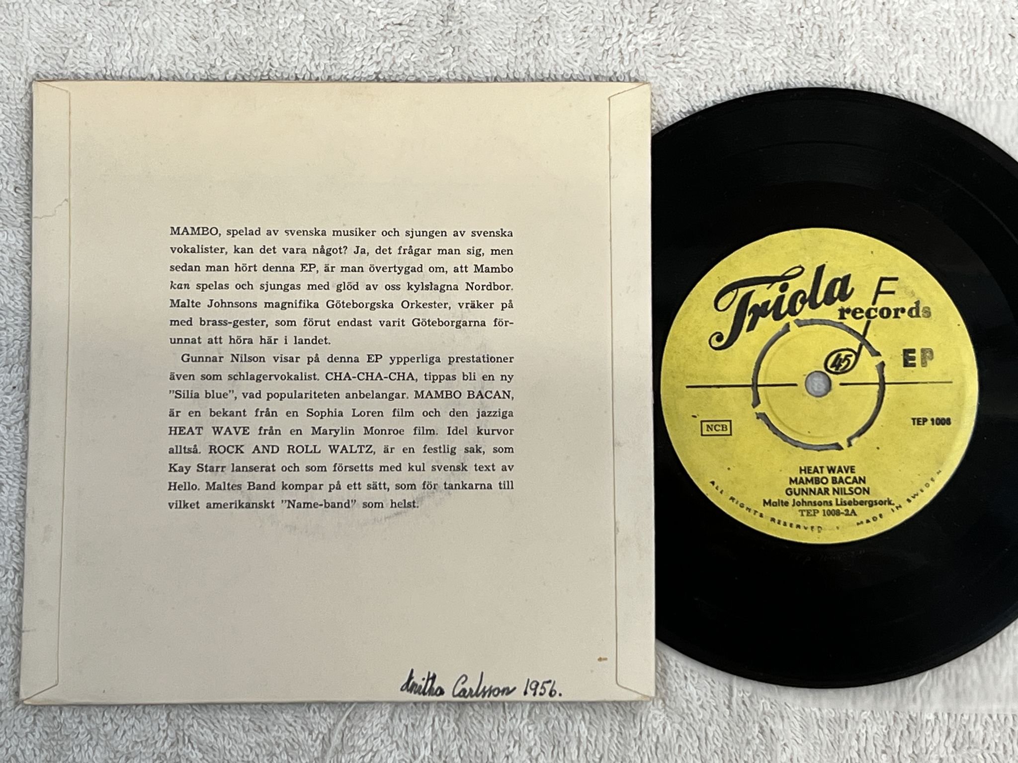 Omslagsbild för skivan GUNNAR NILSON the rock and roll waltz 7"ep TRIOLA TEP 1008 *** NICE MAMBO ***