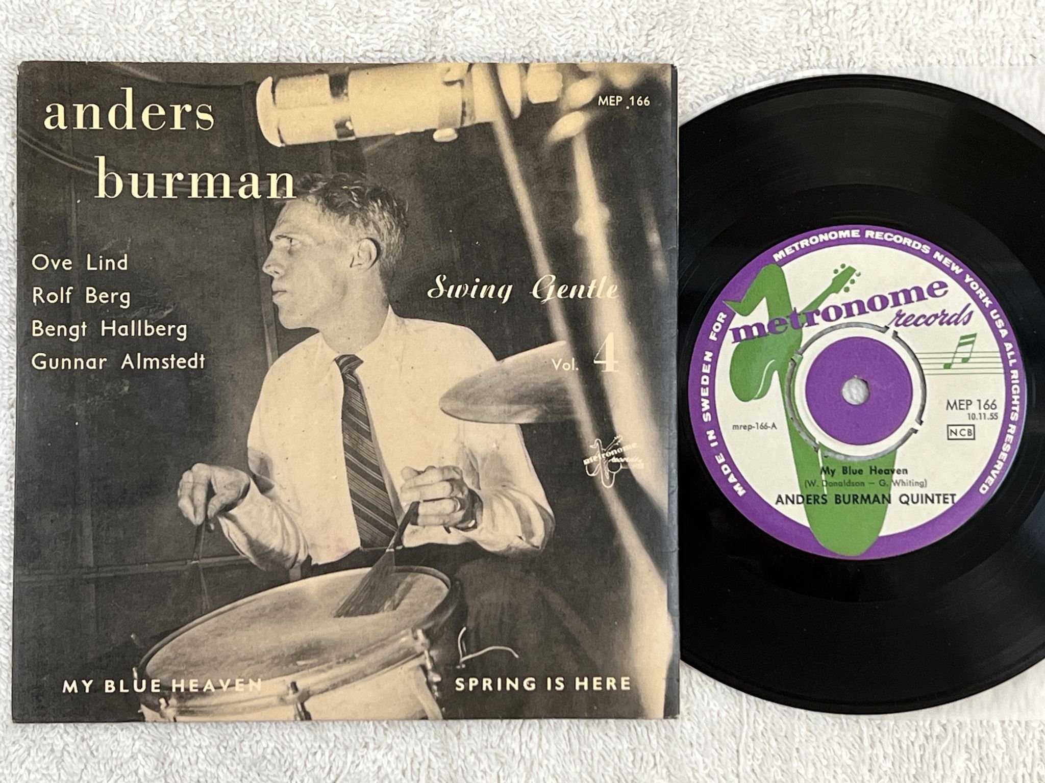 Omslagsbild för skivan ANDERS BURMAN QUINTET my blue heaven 7" -56 Swe METRONOME MEP 166