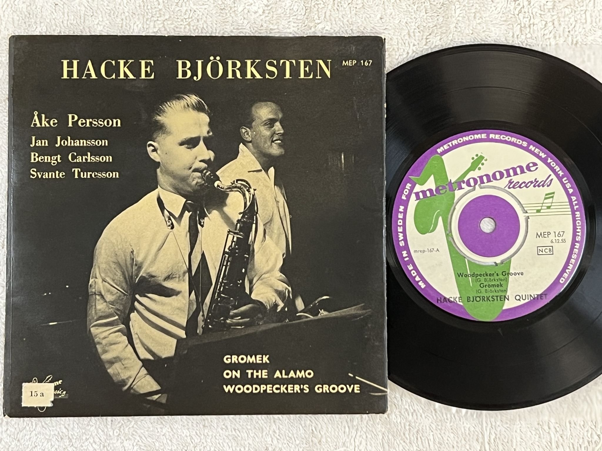 Omslagsbild för skivan HACKE BJÖRKSTEN QUINTET Woodpecker's Groove 7"EP -56 Swe METRONOME MEP 167