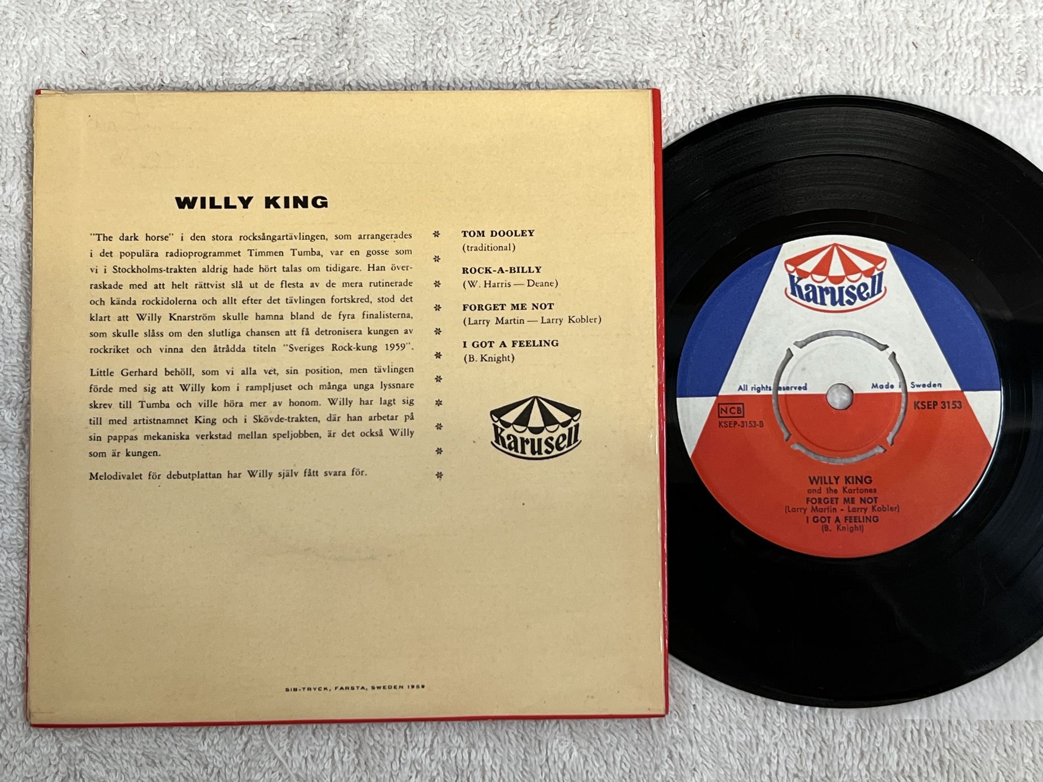 Omslagsbild för skivan WILLY KING forget me not 7"ep -59 Swe KARUSELL KSEP 3153