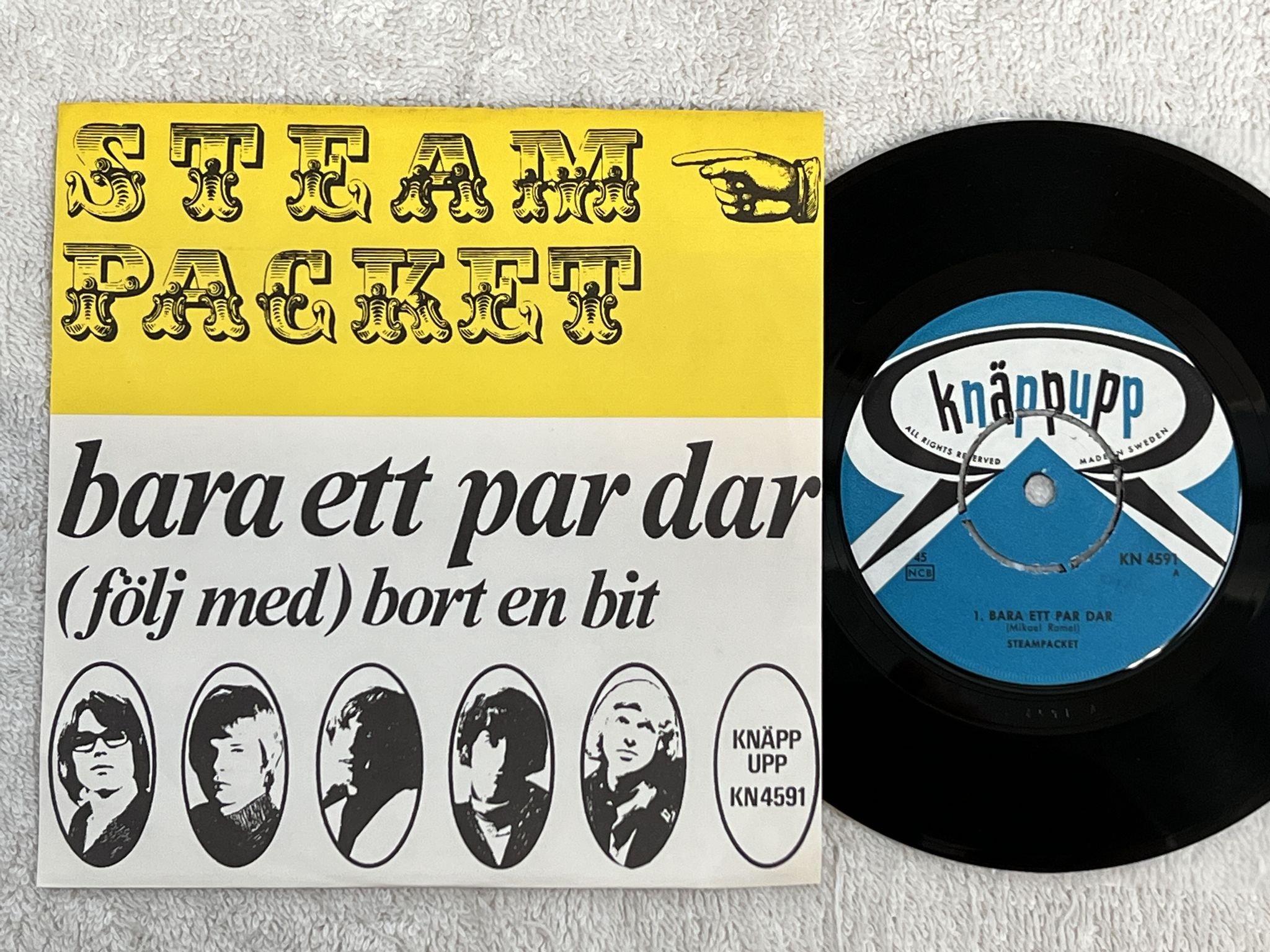 Omslagsbild för skivan STEAMPACKET Bara Ett Par Dar 7" -67 Swe KNÄPPUPP KN 4591