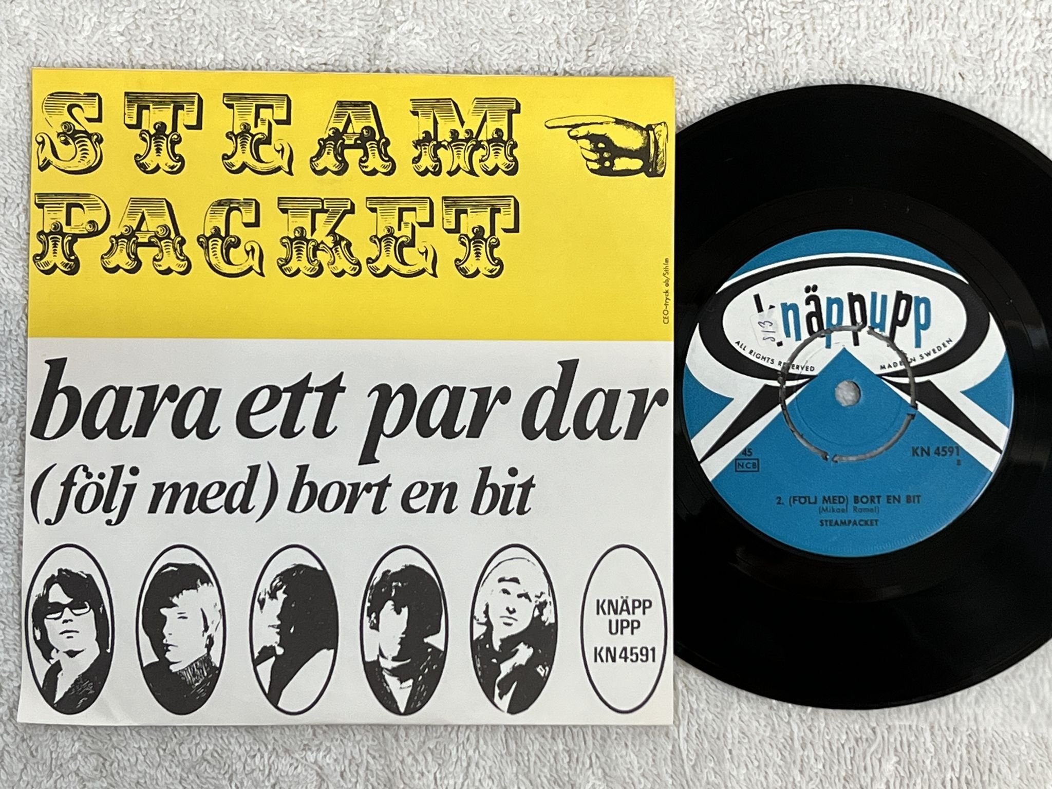 Omslagsbild för skivan STEAMPACKET Bara Ett Par Dar 7" -67 Swe KNÄPPUPP KN 4591