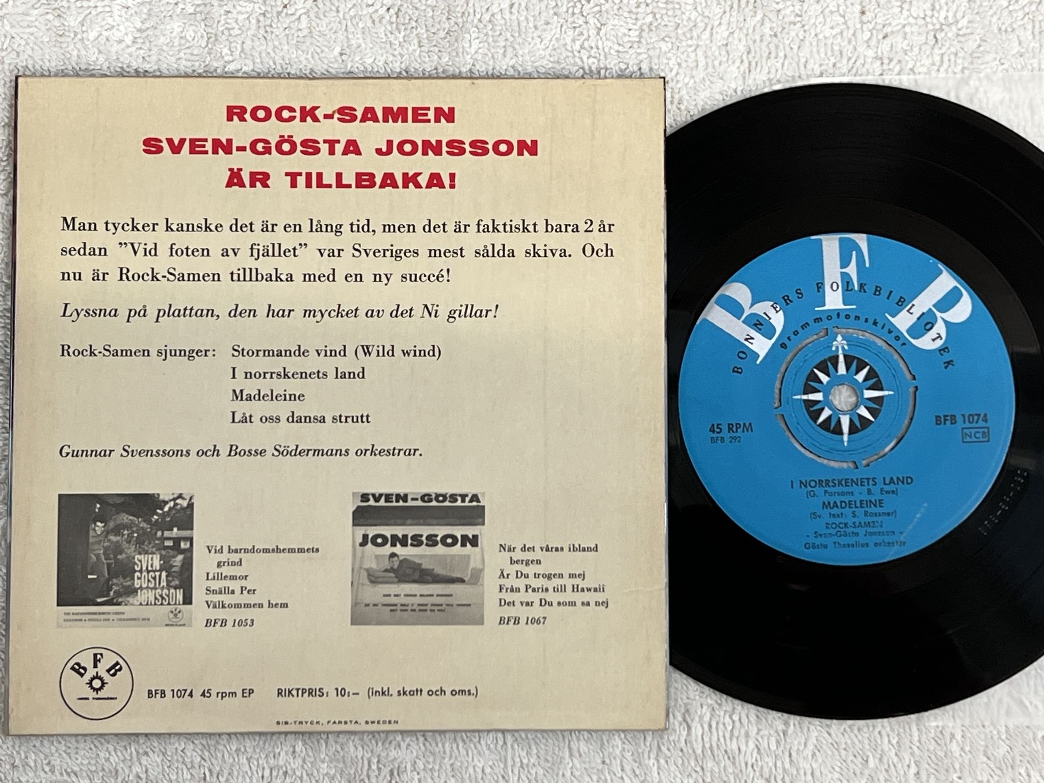 Omslagsbild för skivan SVEN-GÖSTA JONSSON rock-samen 7"ep -61 BONNIERS BFB 1074