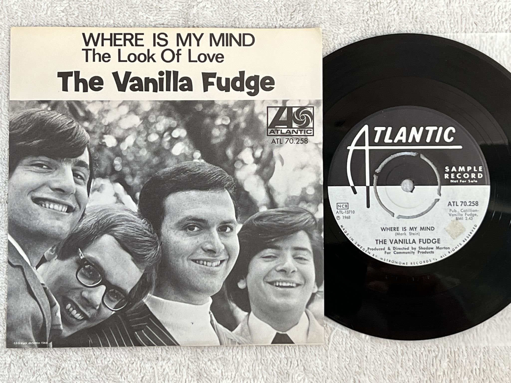 Omslagsbild för skivan THE VANILLA FUDGE Where Is My Mind 7" -68 Swe ATLANTIC ATL 70258 *** PROMO ***