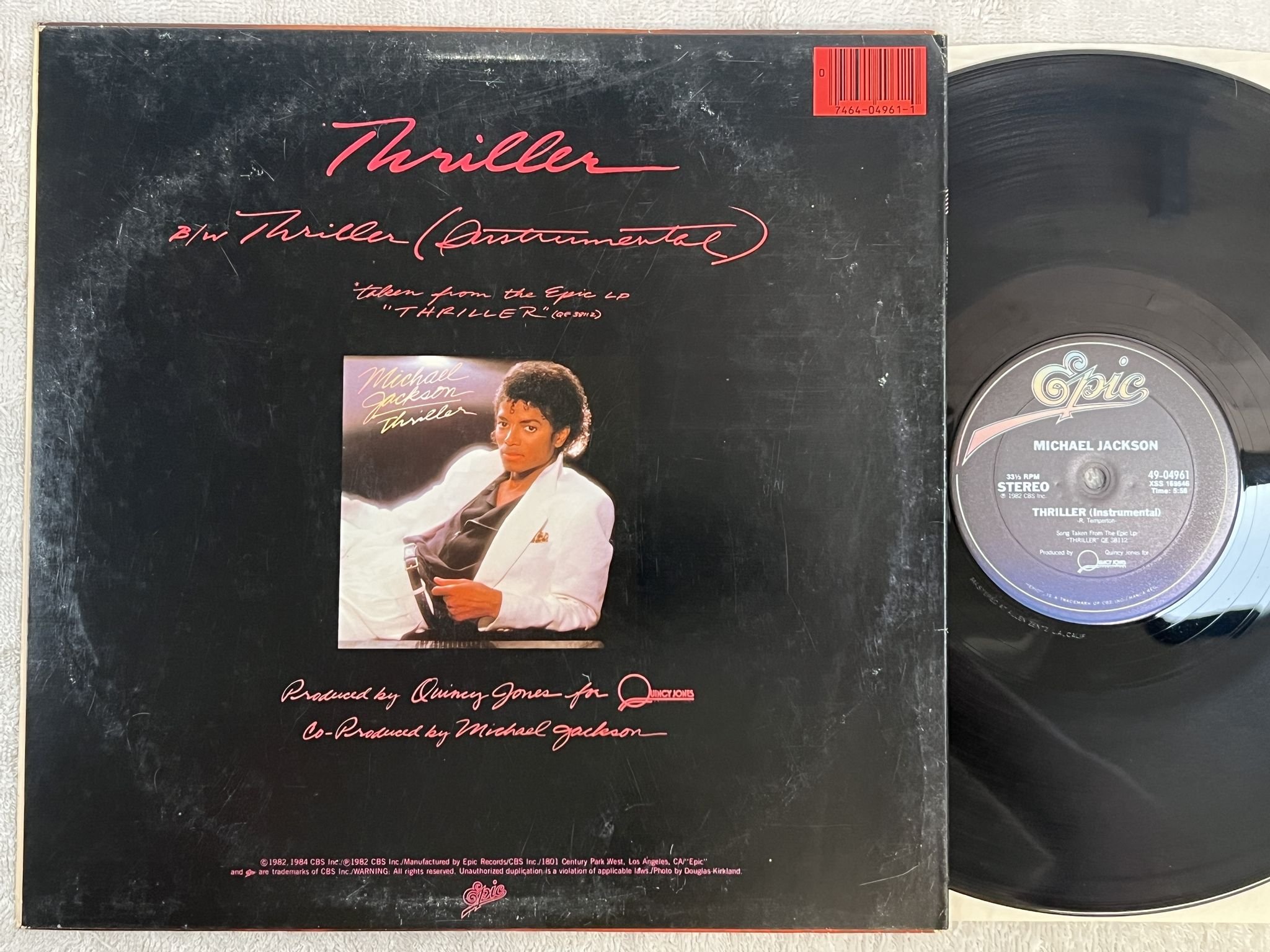 Omslagsbild för skivan MICHAEL JACKSON thriller 12" -82 US EPIC 49-04961