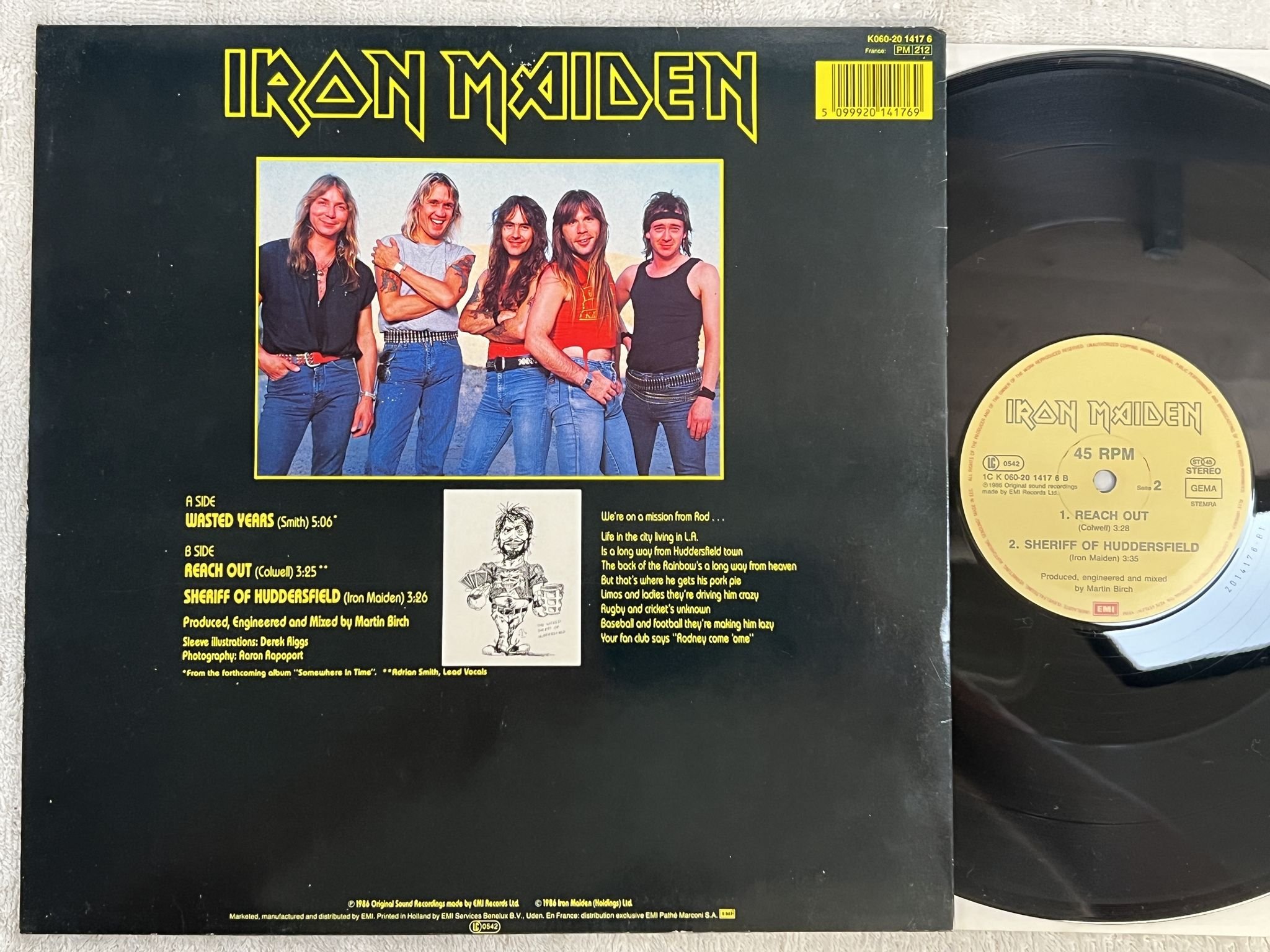 Omslagsbild för skivan IRON MAIDEN wasted years 12" -86 Hol EMI 1C K 060-2014176