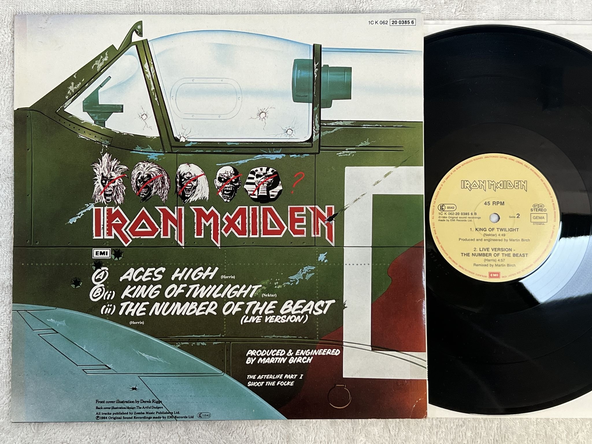 Omslagsbild för skivan IRON MAIDEN wasted years 12" -84 Hol EMI 1C K 062-2003856