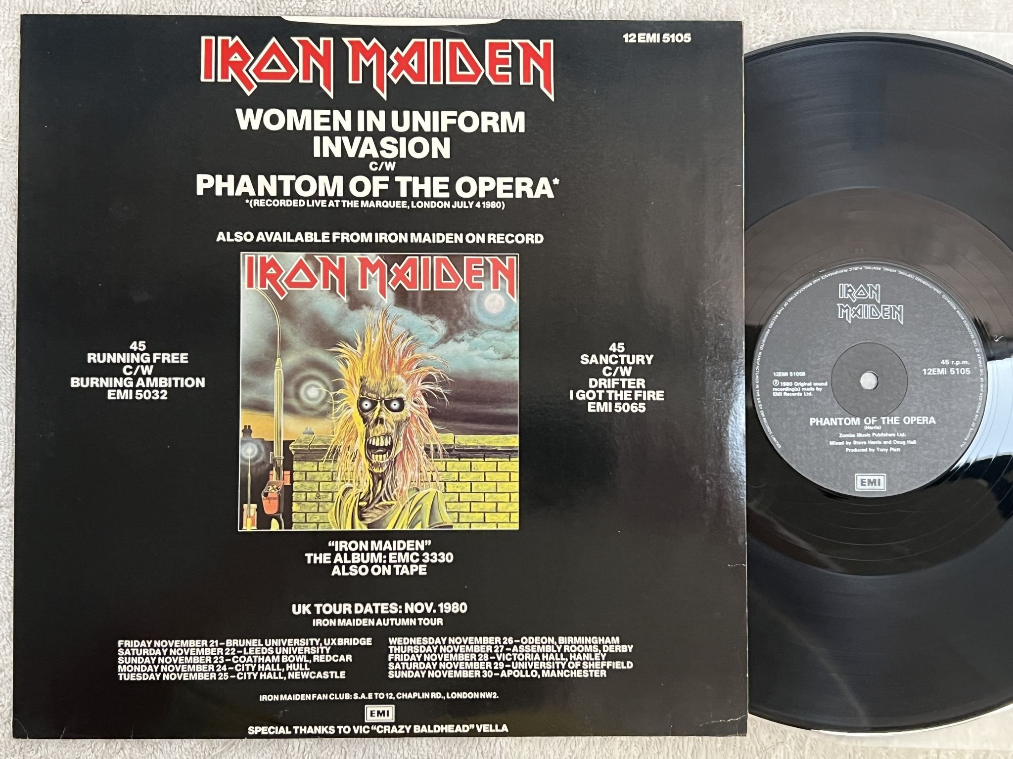 Omslagsbild för skivan IRON MAIDEN women in uniform 12" -80 UK EMI 12EMI 5105