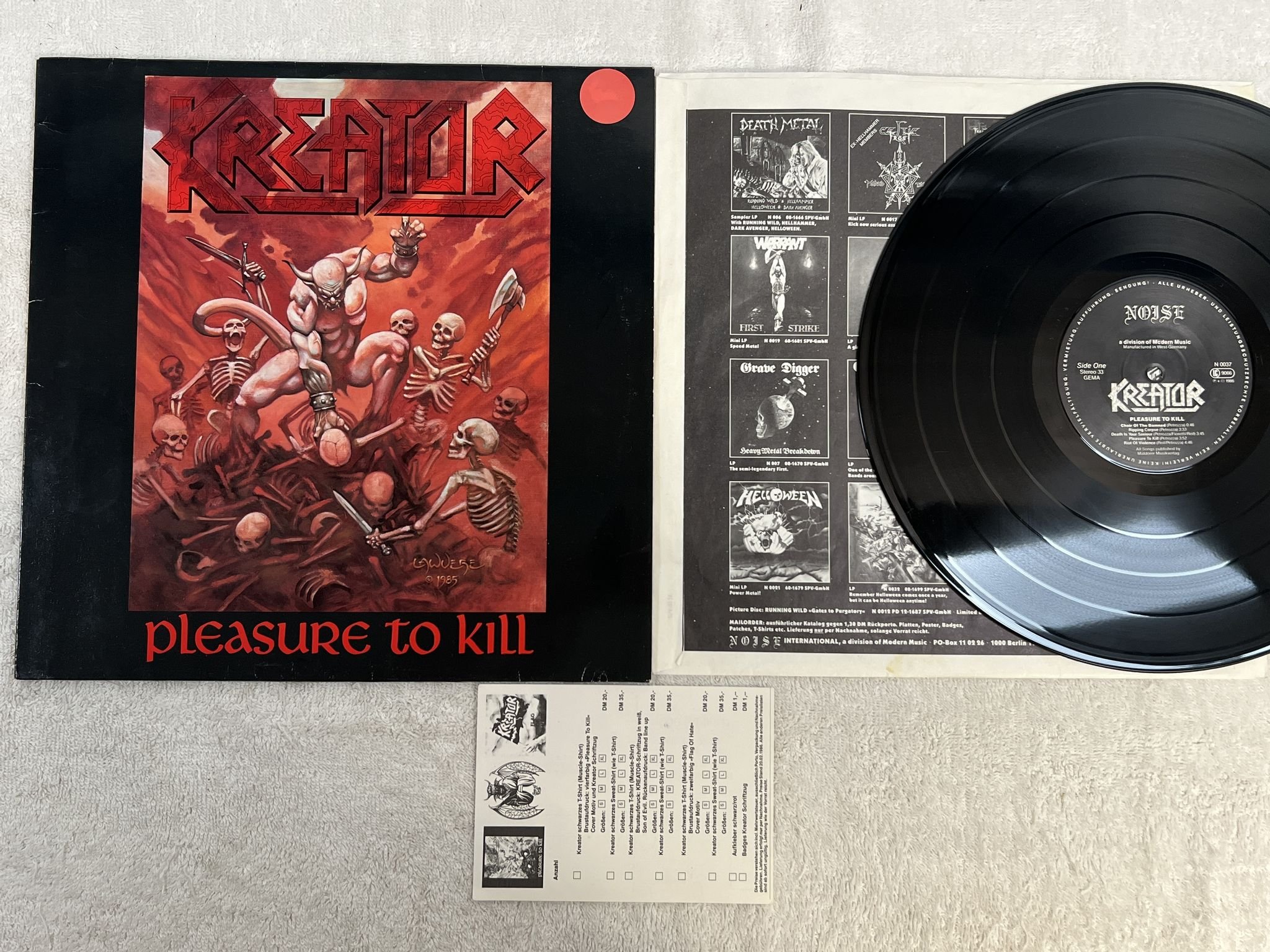 Omslagsbild för skivan KREATOR pleasure to kill LP -86 Ger NOISE N 0037 *** TRASH ***