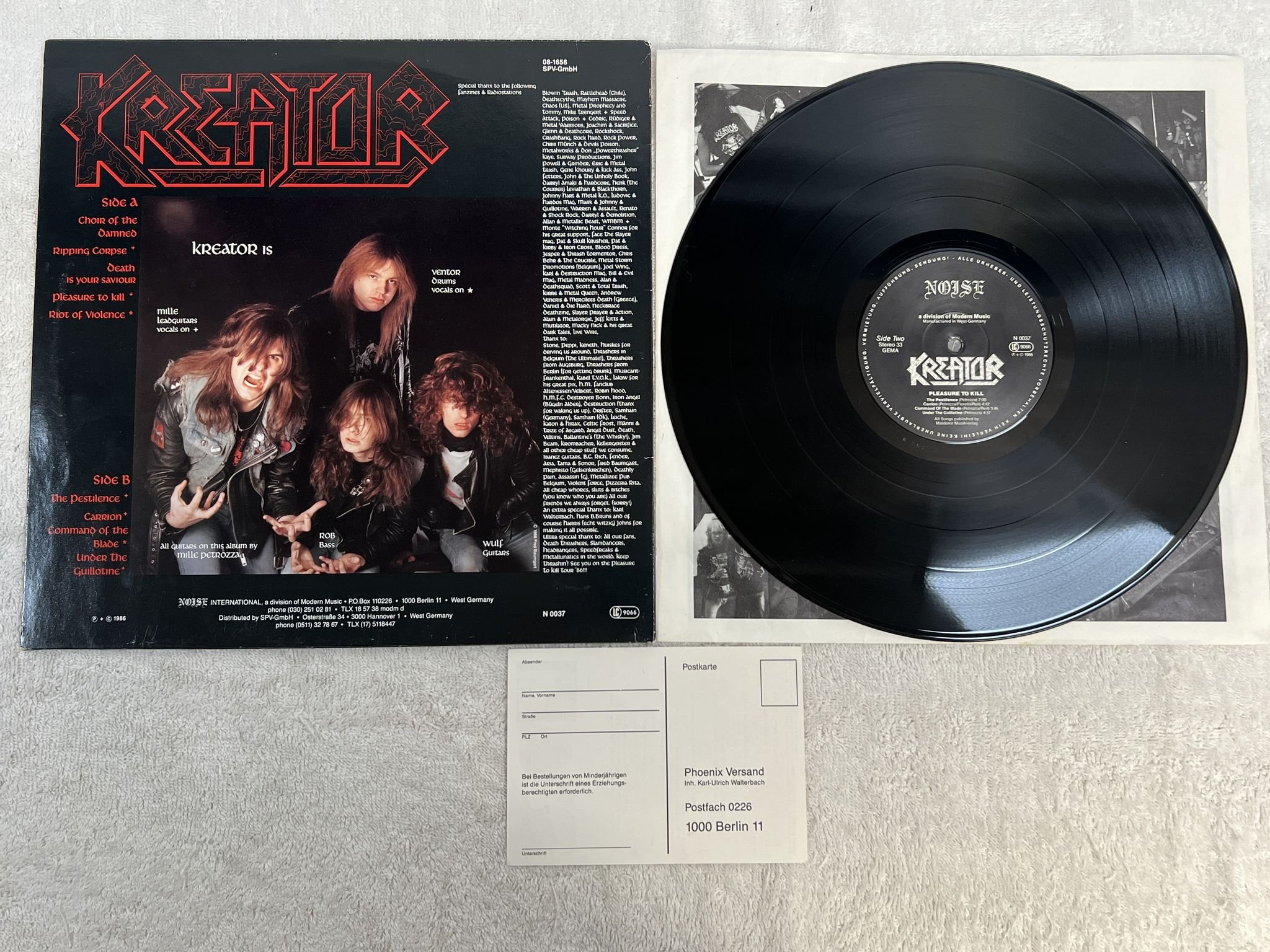 Omslagsbild för skivan KREATOR pleasure to kill LP -86 Ger NOISE N 0037 *** TRASH ***