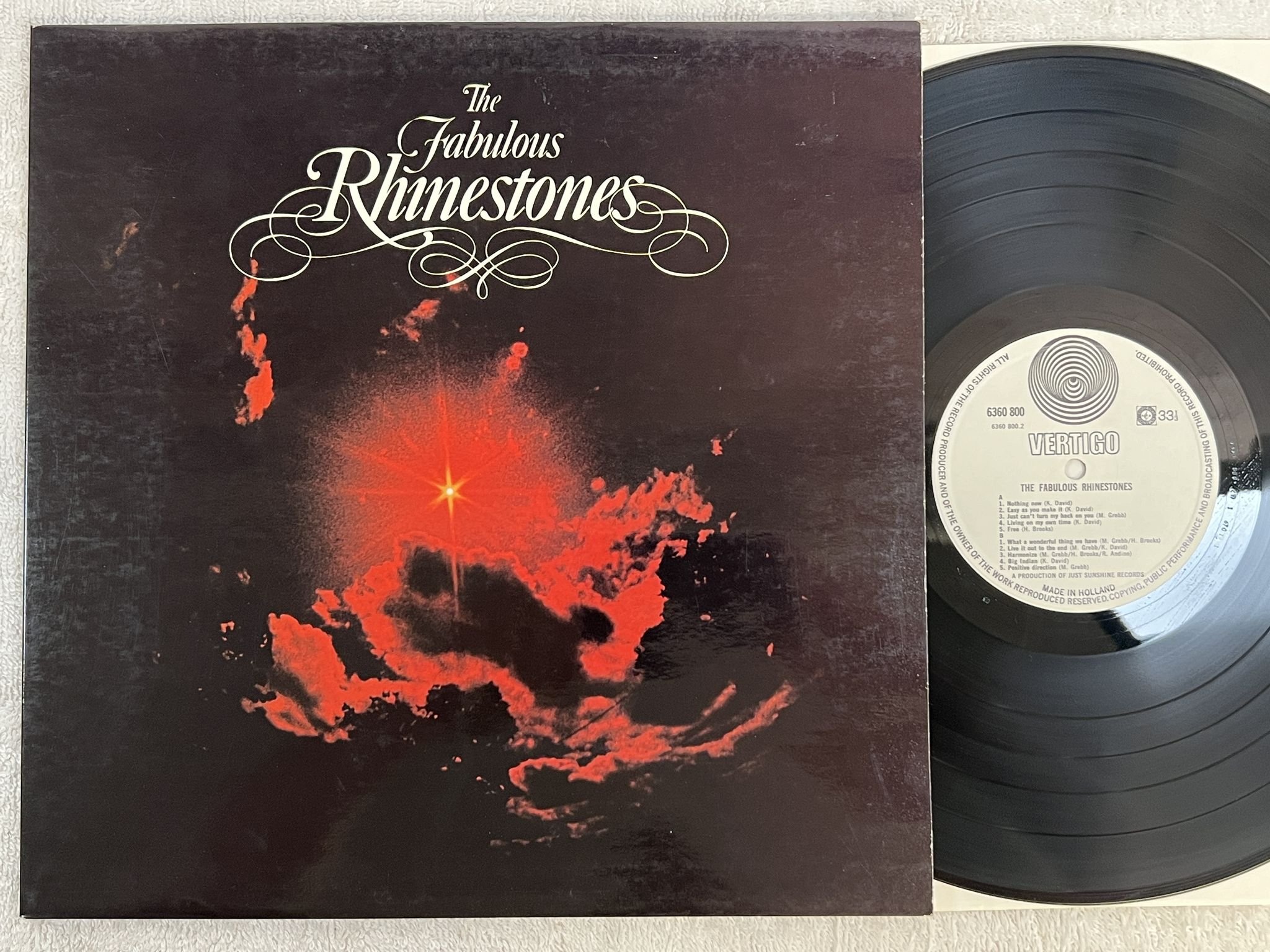 Omslagsbild för skivan THE FABULOUS RHINESTONES s/t LP -72 Hol VERTIGO 6360 800 *** RARE ALBUM ***