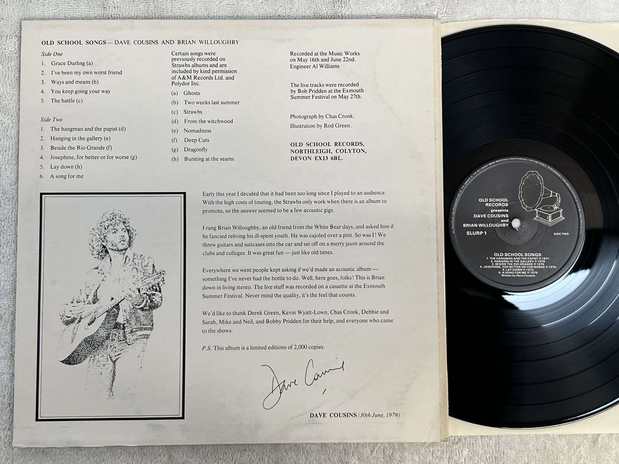 Omslagsbild för skivan DAVE COUSINS & BRIAN WILLOUGHBY Old School Songs LP -79 UK slurp1 *** FOLK ***