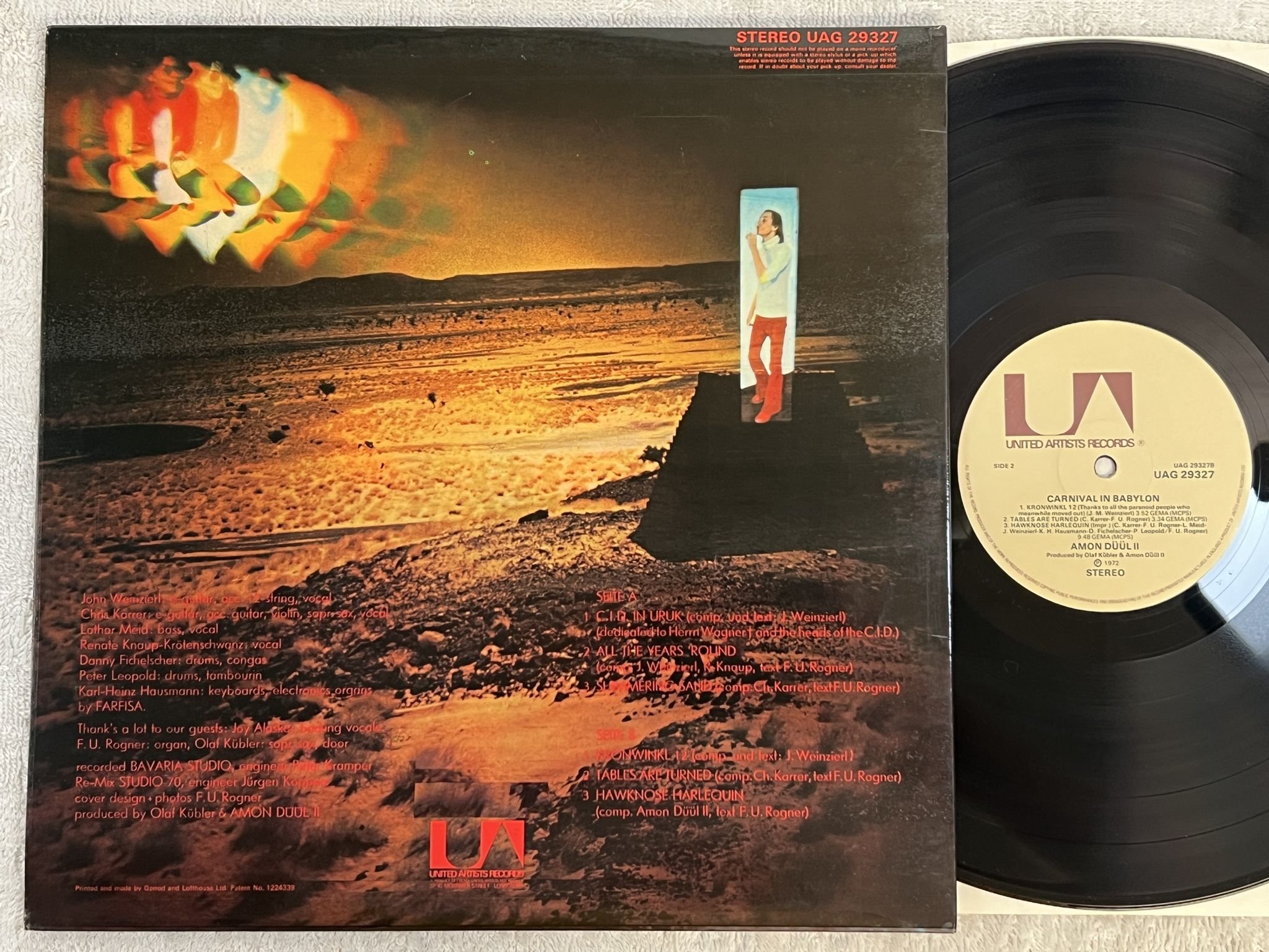 Omslagsbild för skivan AMON DÜÜL II carnival in Babylon LP -72 UK UNITED ARTISTS UAG 29327 ** PSYCH **
