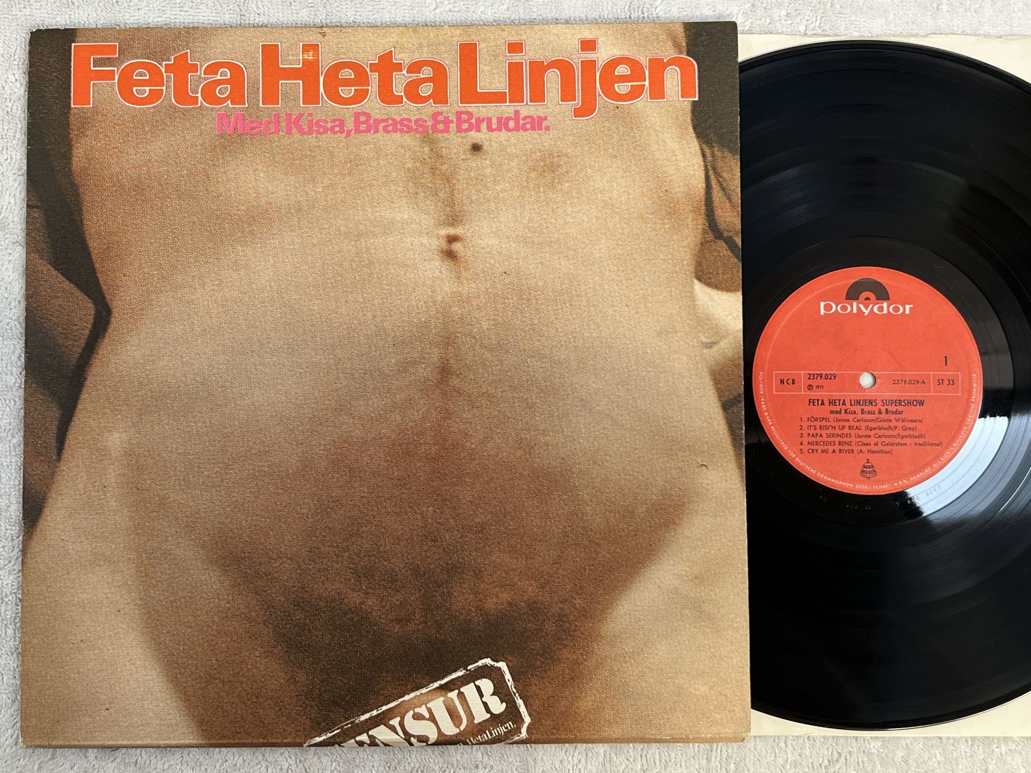 Omslagsbild för skivan FETA HETA LINJEN med Kisa, Brass & Brudar LP -71 ncb POLYDOR 2379029
