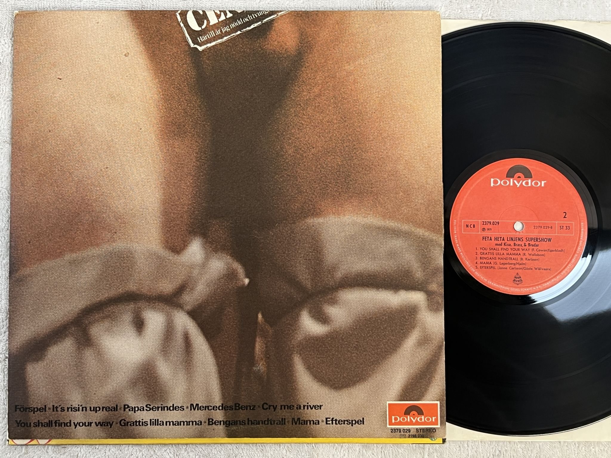 Omslagsbild för skivan FETA HETA LINJEN med Kisa, Brass & Brudar LP -71 ncb POLYDOR 2379029