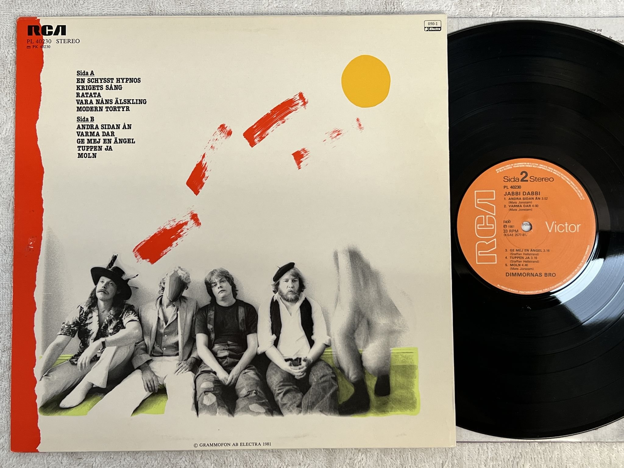 Omslagsbild för skivan DIMMORNAS BRO Jabbi Dabbi LP -81 Swe RCA Victor PL 40230