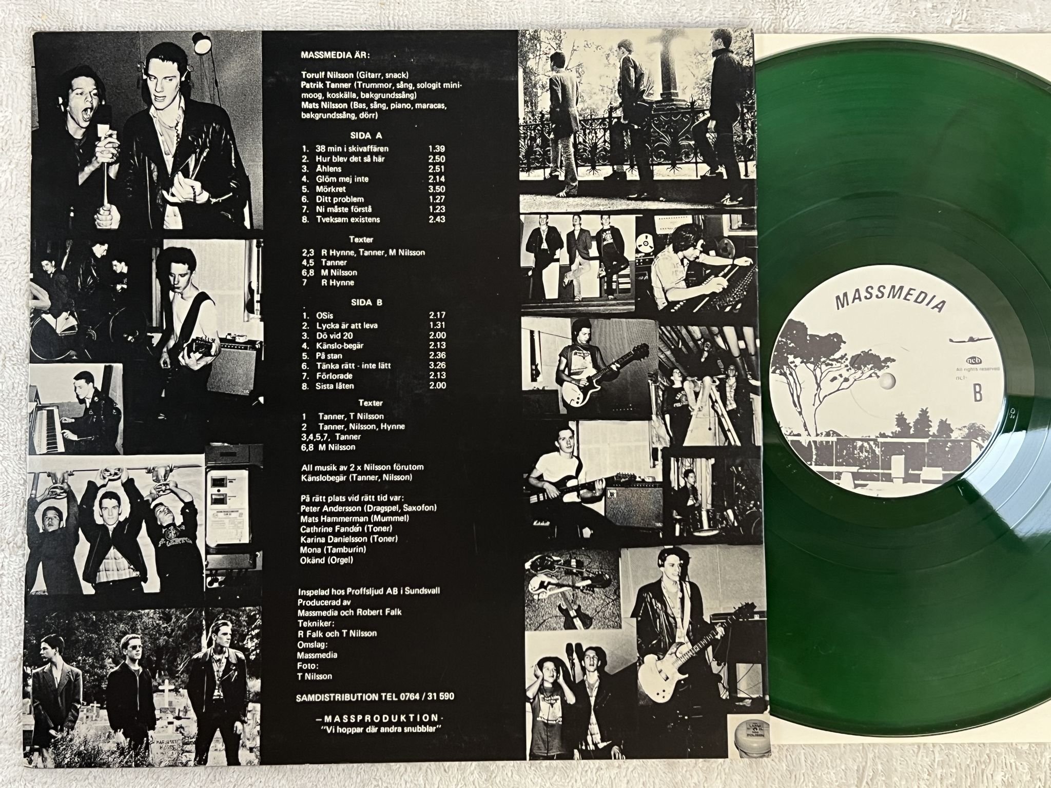 Omslagsbild för skivan MASSMEDIA Sista Ackordet LP -80 Swe MASSPRODUKTIONEN Z-14 *** GREEN VINYL ***