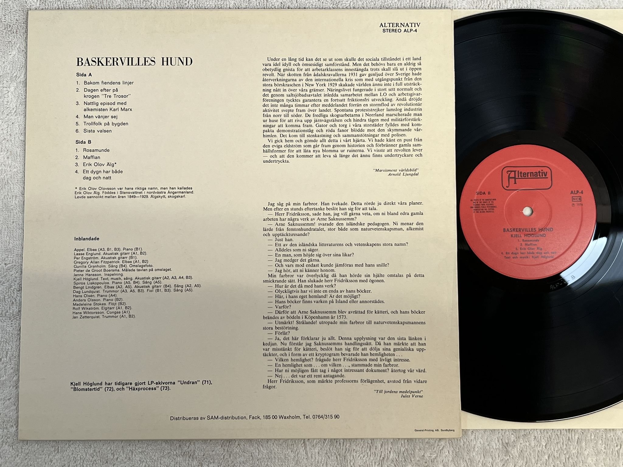 Omslagsbild för skivan KJELL HÖGLUND baskervilles hund LP -74 Swe ALTERNATIV ALP-4