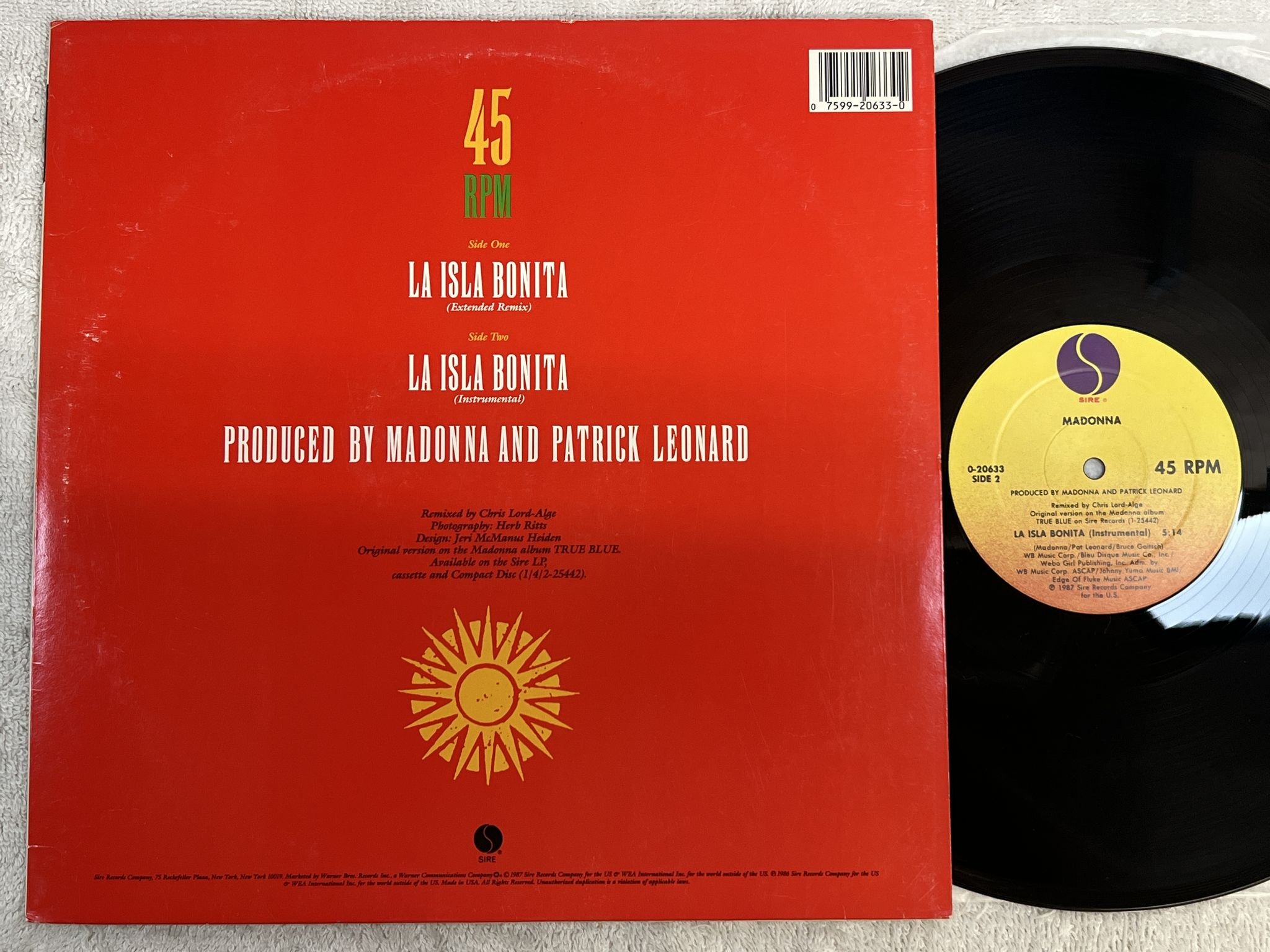 Omslagsbild för skivan MADONNA La Isla Bonita 12" -87 US SIRE 0-2063