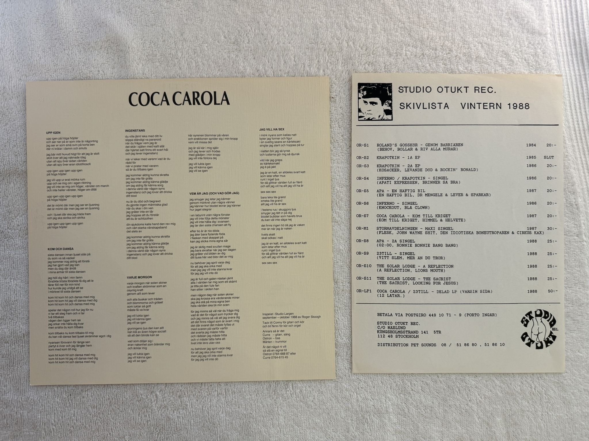 Omslagsbild för skivan 23TILL / COCA CAROLA Anabola Melodier LP -88 studio otukt OR-LP 1