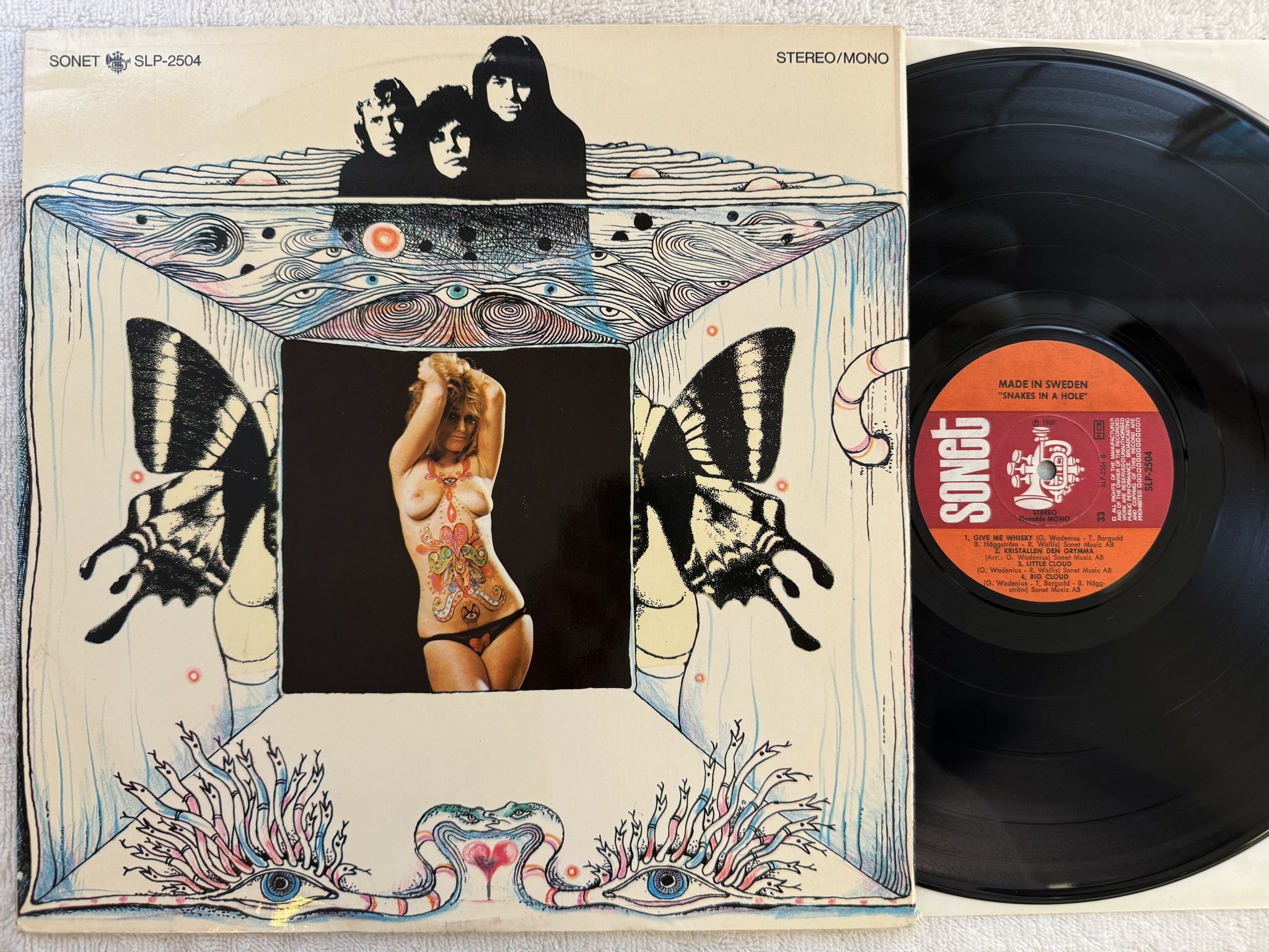 Omslagsbild för skivan MADE IN SWEDEN snakes in a hole LP -69 Swe SONET SLP 2504