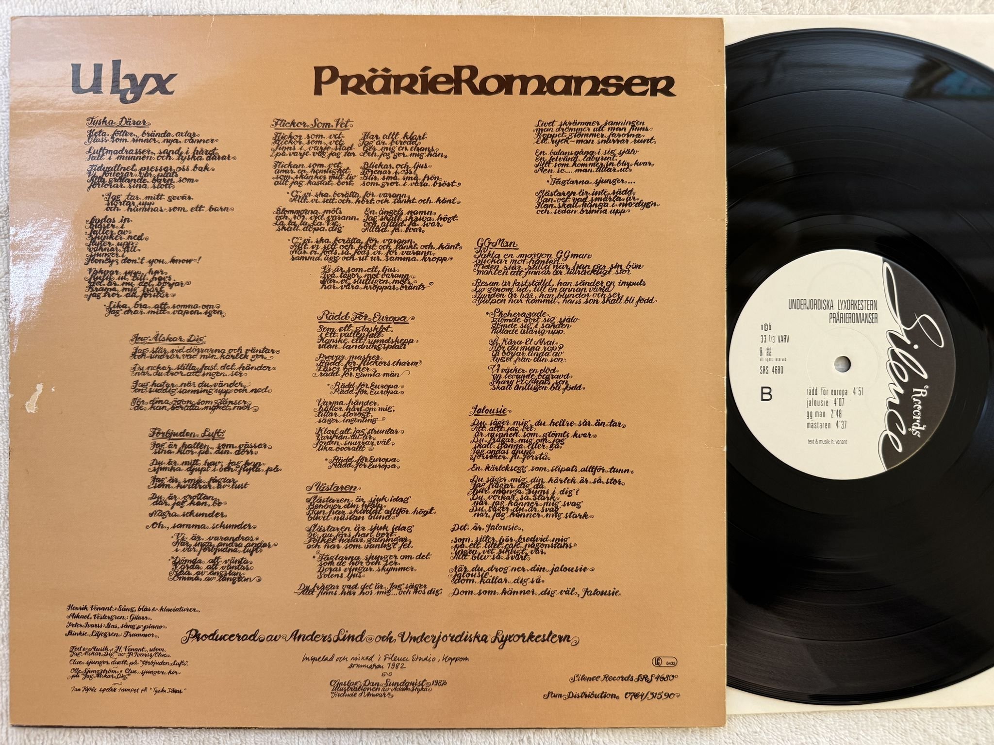 Omslagsbild för skivan UNDERJORDISKA LYXORKESTERN prärieromanser LP -82 SILENCE SRS 4680