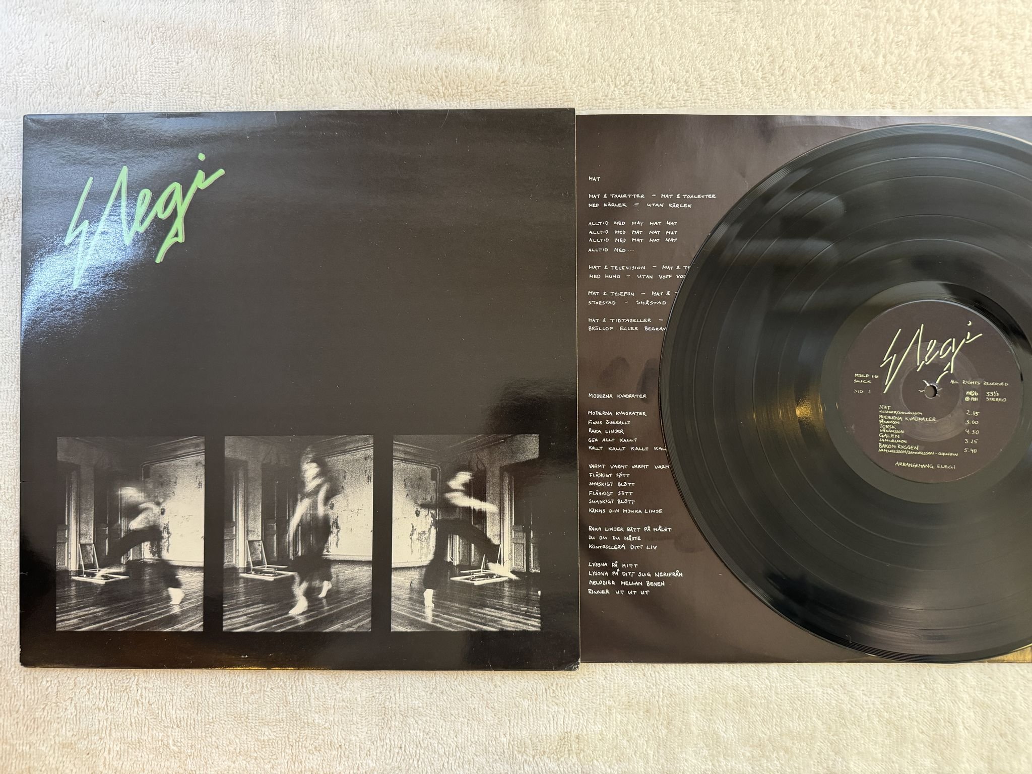 Omslagsbild för skivan ELEGI s/t LP -81 Swe MUSIKLAGET SLICK MSLP 16