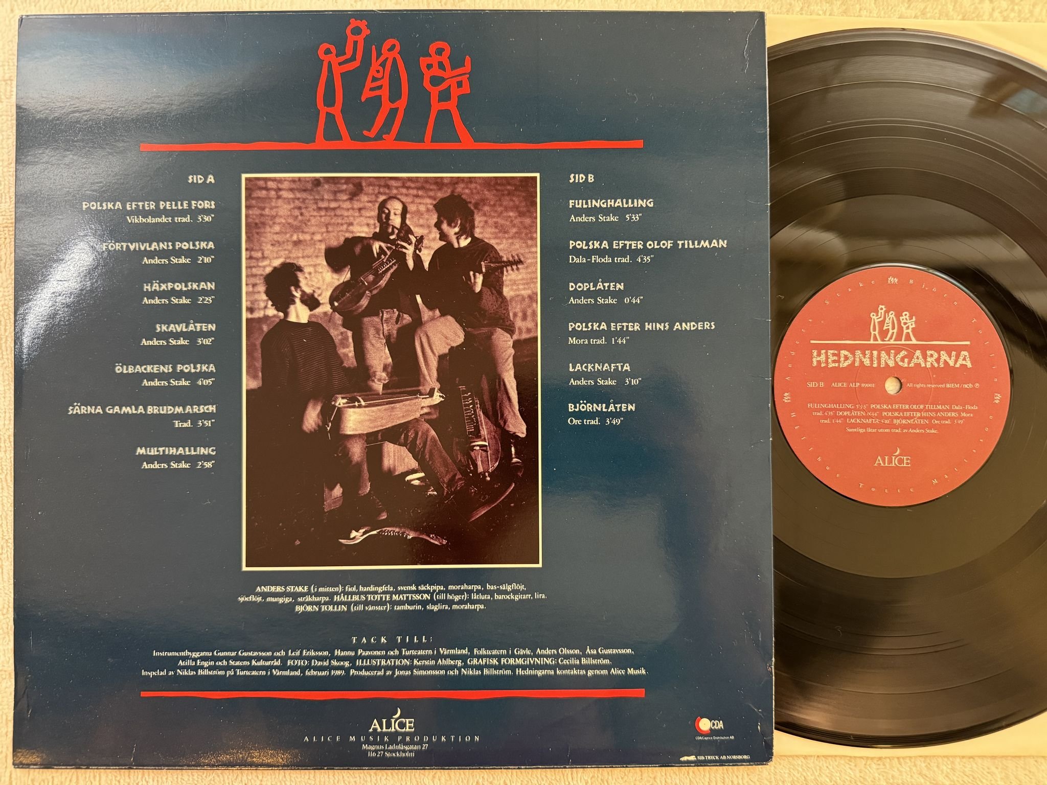 Omslagsbild för skivan HEDNINGARNA s/t LP -89 Swe ALICE MUSIK ALP 89001