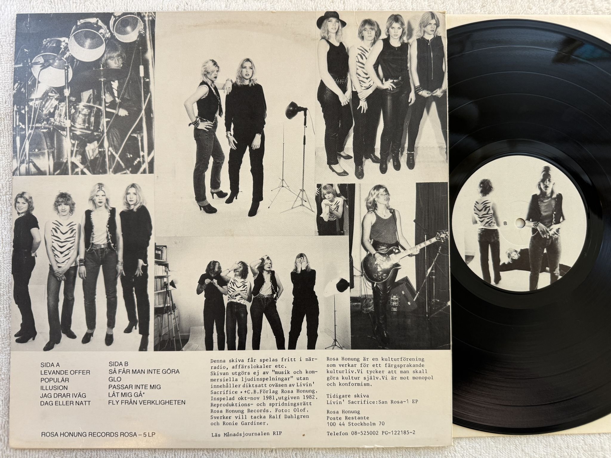 Omslagsbild för skivan LIVIN' SACRIFICE levande offer LP -82 Swe ROSA HONUNG ROSA-5 LP