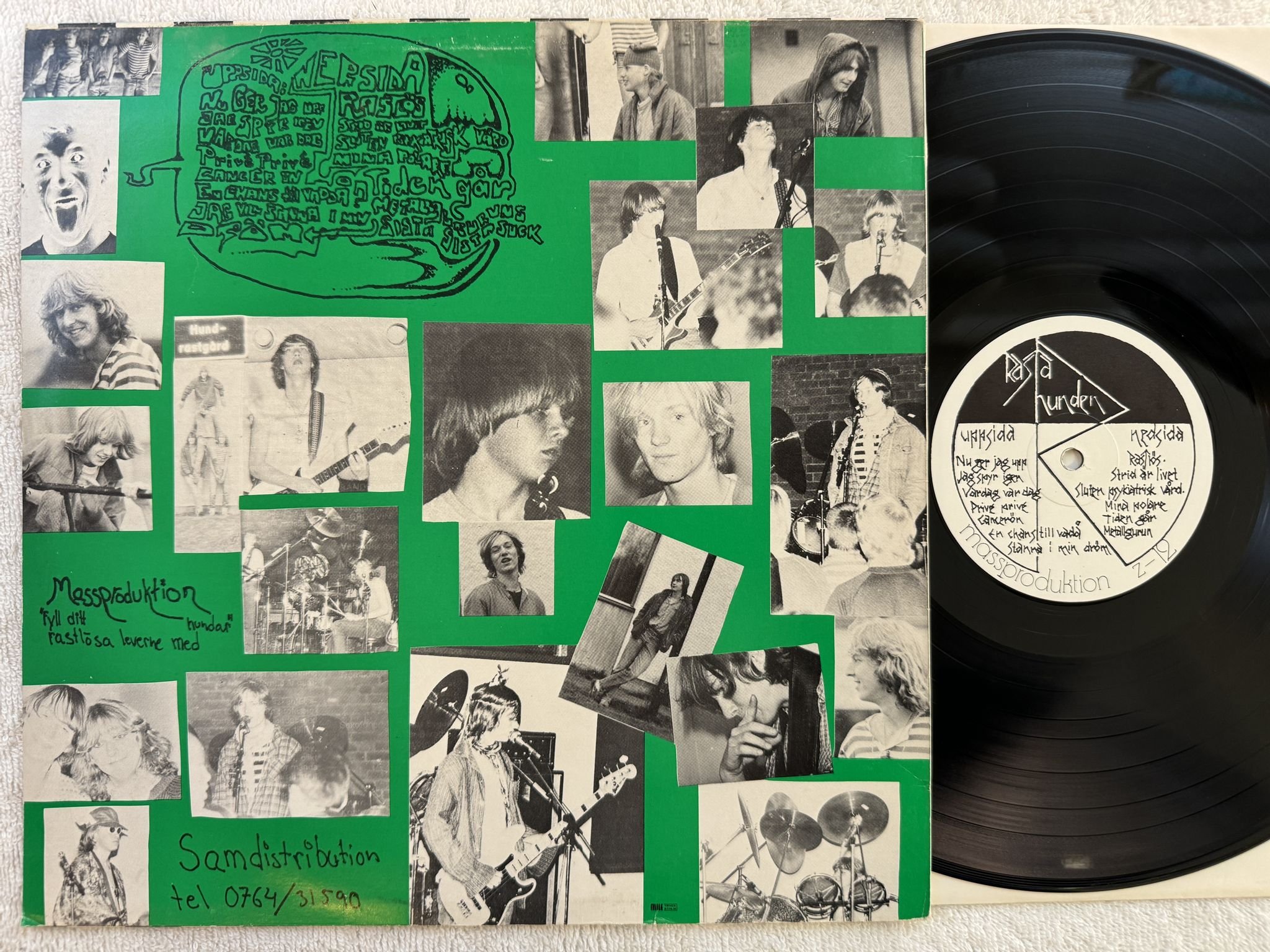 Omslagsbild för skivan RASTA HUNDEN s/t LP -80 Swe GREEN LETTERING mass z-12