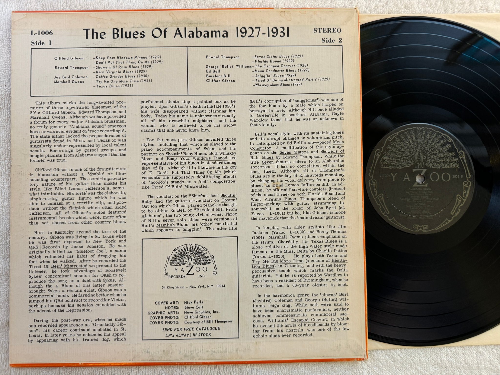 Omslagsbild för skivan V/A Alabama Blues 1927 - 1931 LP -68 us YAZOO L-1006 *** black label ***