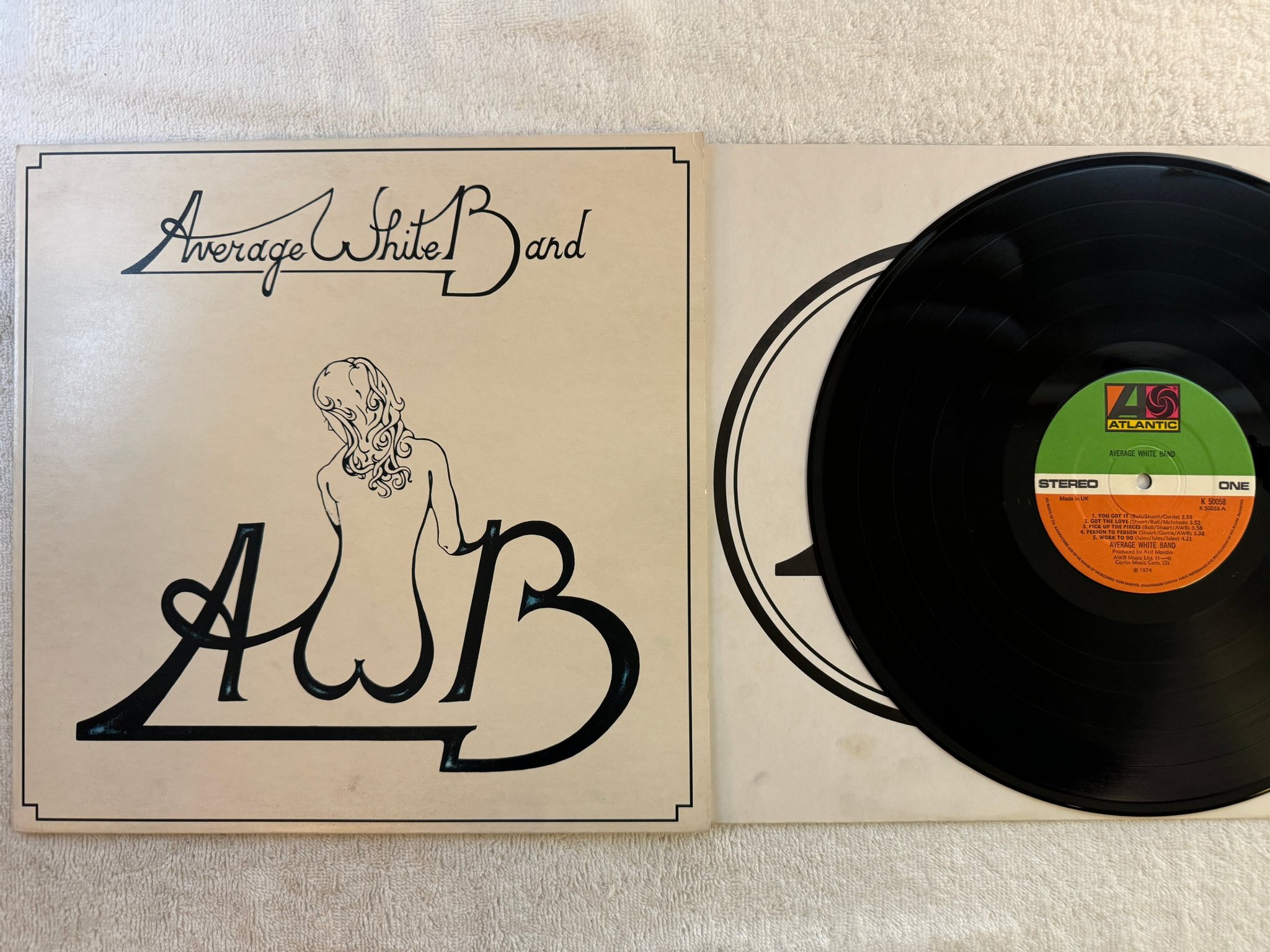 Omslagsbild för skivan AVERAGE WHITE BAND s/t LP -74 UK ATLANTIC K 50058 *** work to do ***