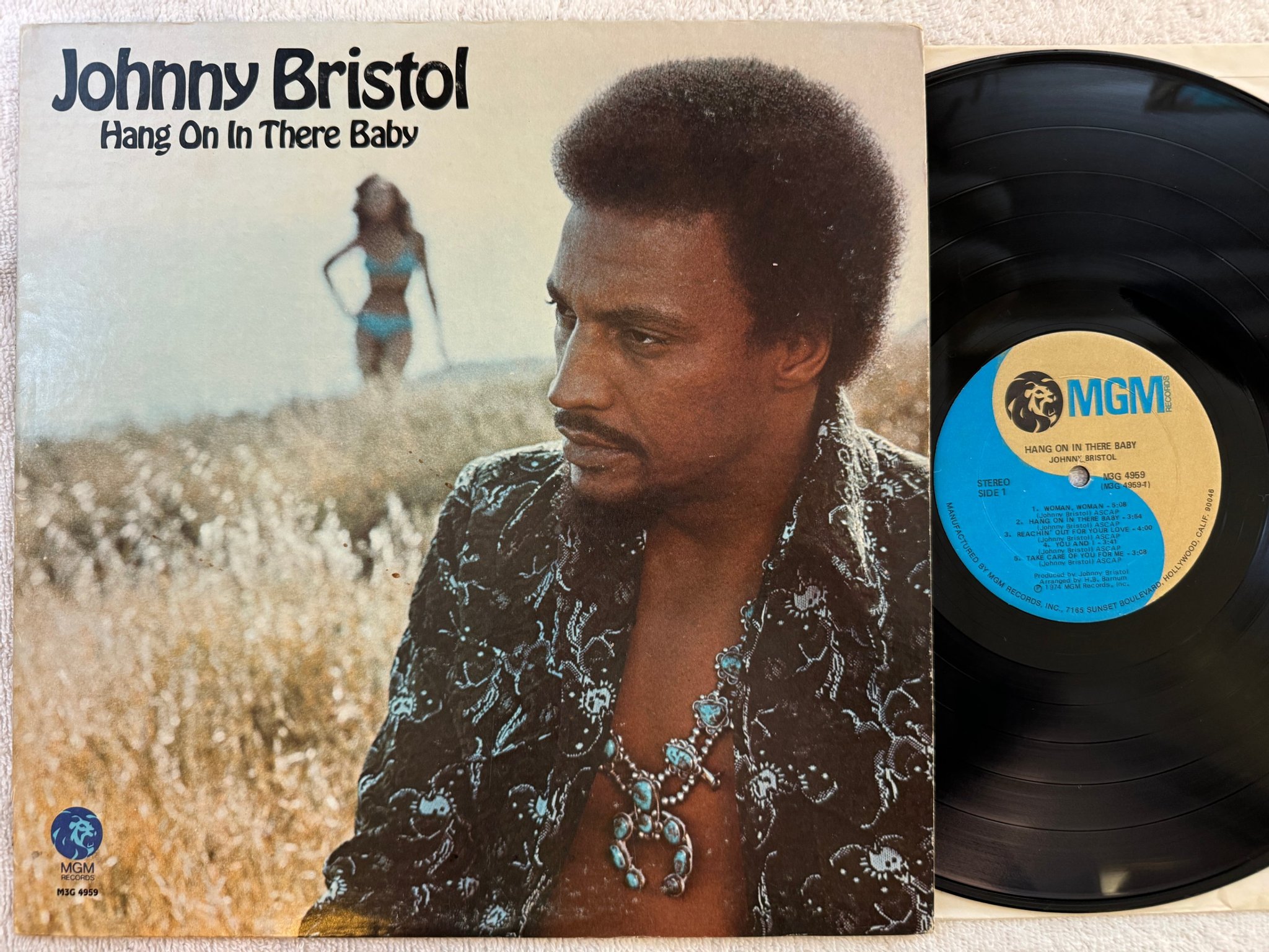 Omslagsbild för skivan JOHNNY BRISTOL hang on in there baby LP -74 US MGM M3G 4959