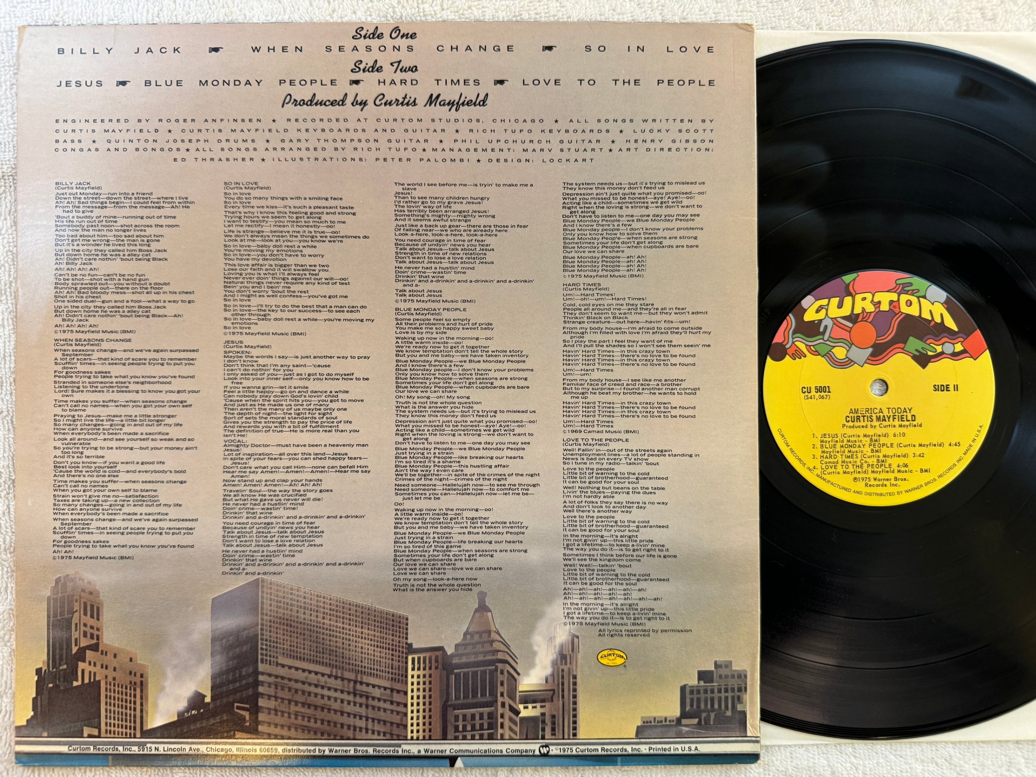 Omslagsbild för skivan CURTIS MAYFIELD America today LP -75 US CURTOM CU 5001