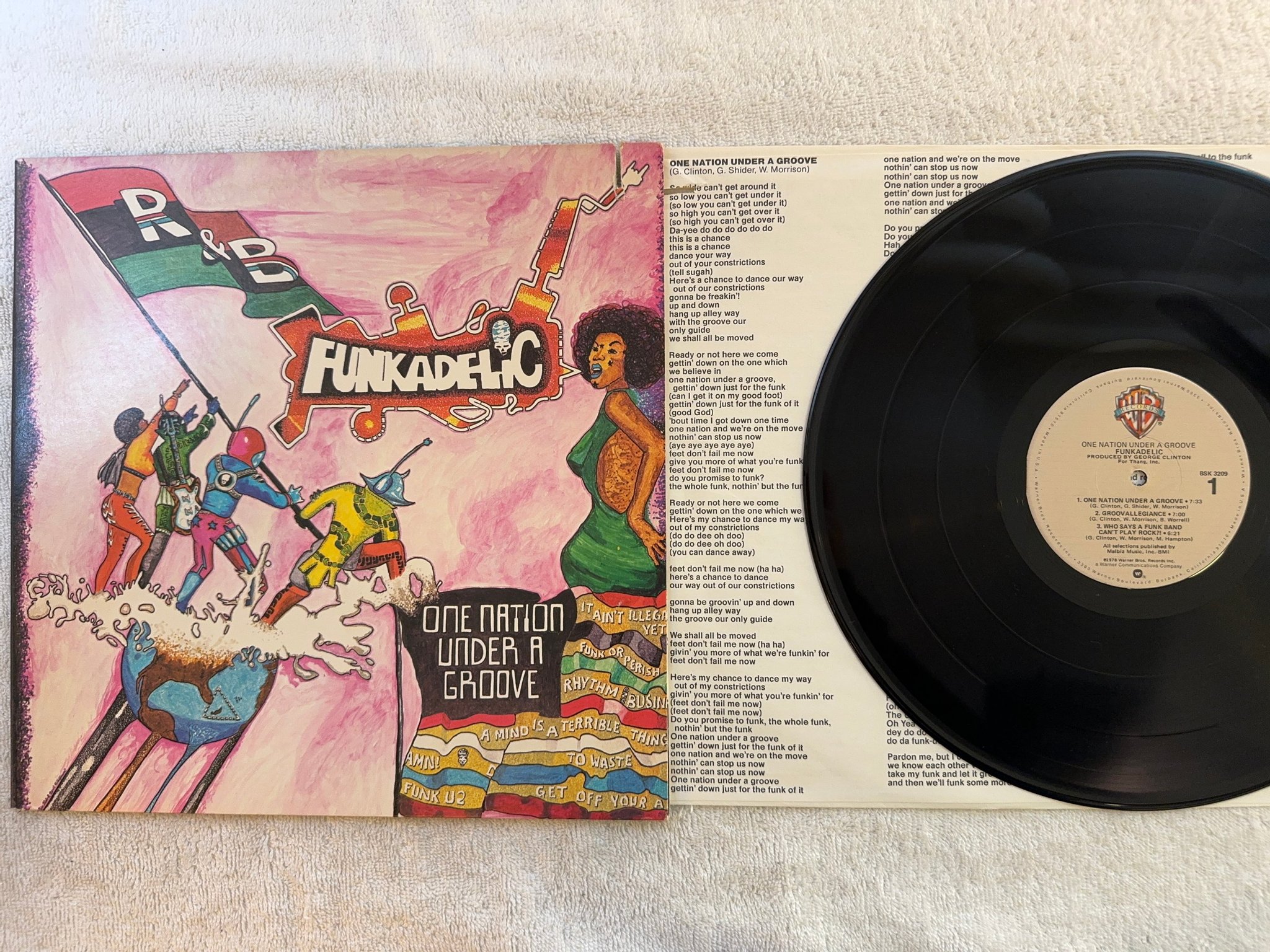 Omslagsbild för skivan FUNKADELIC one nation under a groove LP -78 US WARNER BSK 3209 ** KILLER FUNK **