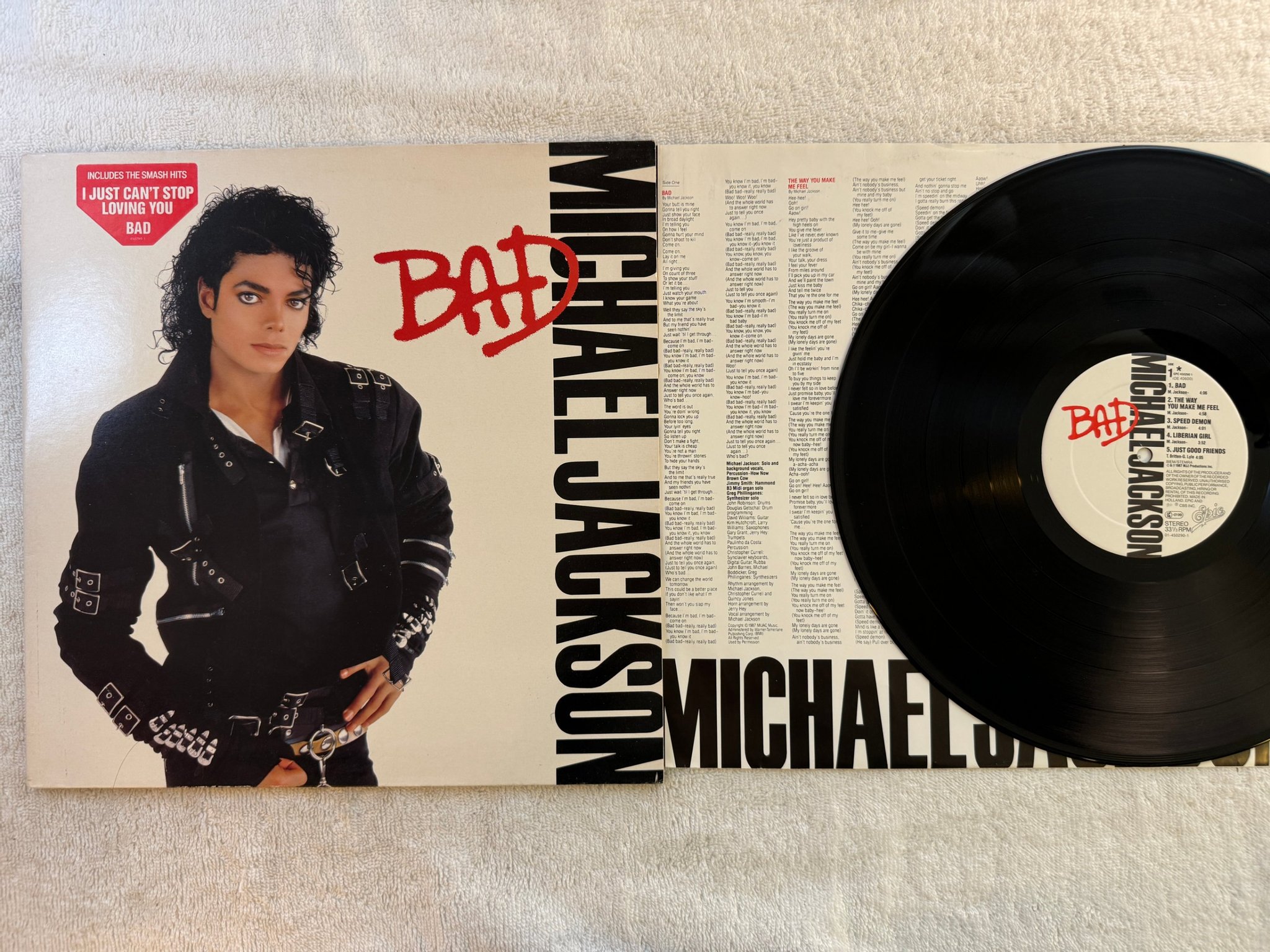Omslagsbild för skivan MICHAEL JACKSON bad LP -87 Holö EPIC EPC 4502901