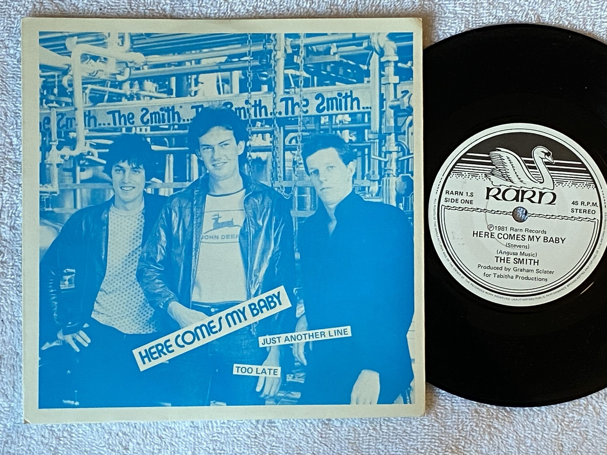 Omslagsbild för skivan THE SMITH here comes my baby 7" -81 UK RARN 1S *** POWER POP / PUNK ***