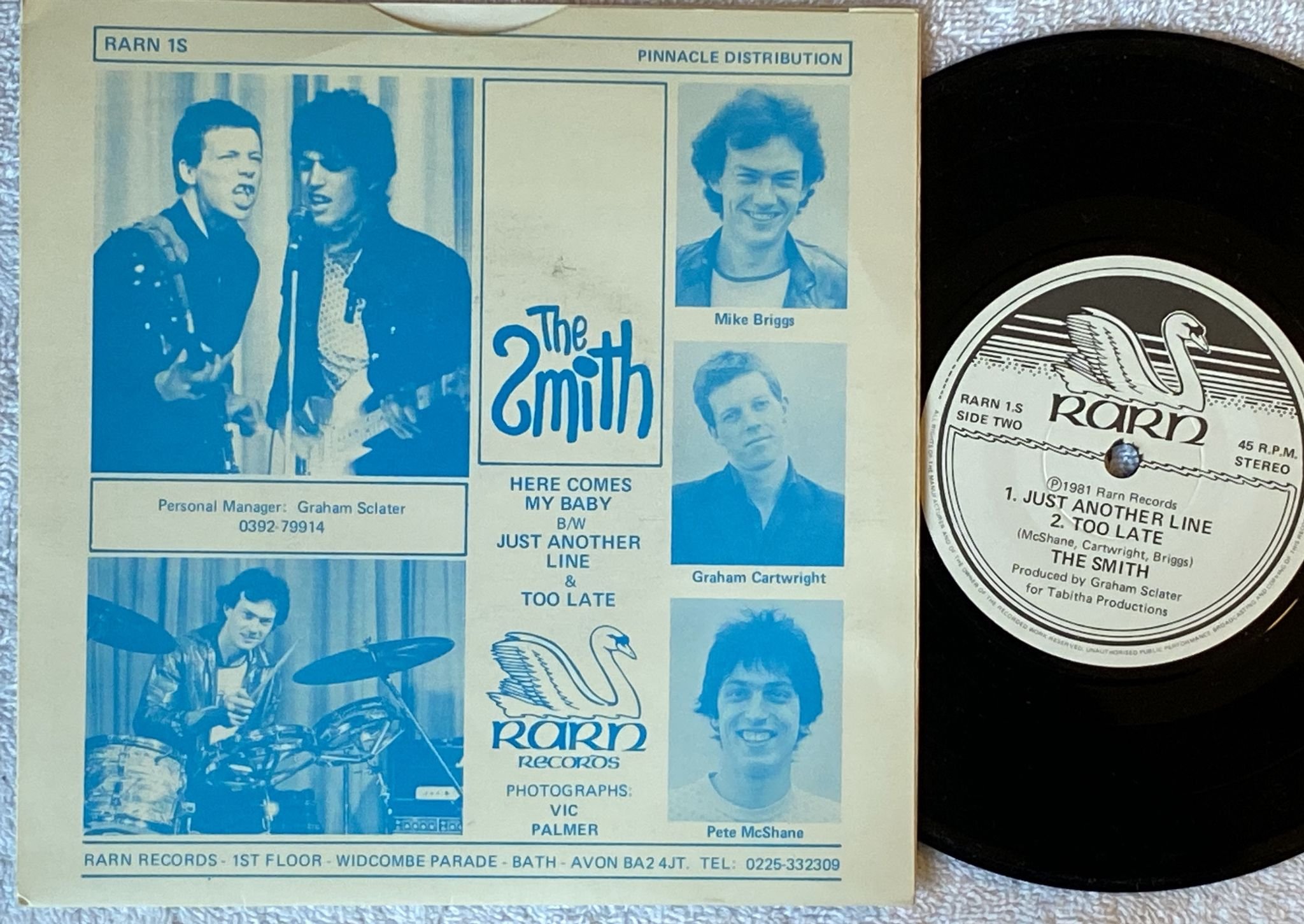 Omslagsbild för skivan THE SMITH here comes my baby 7" -81 UK RARN 1S *** POWER POP / PUNK ***