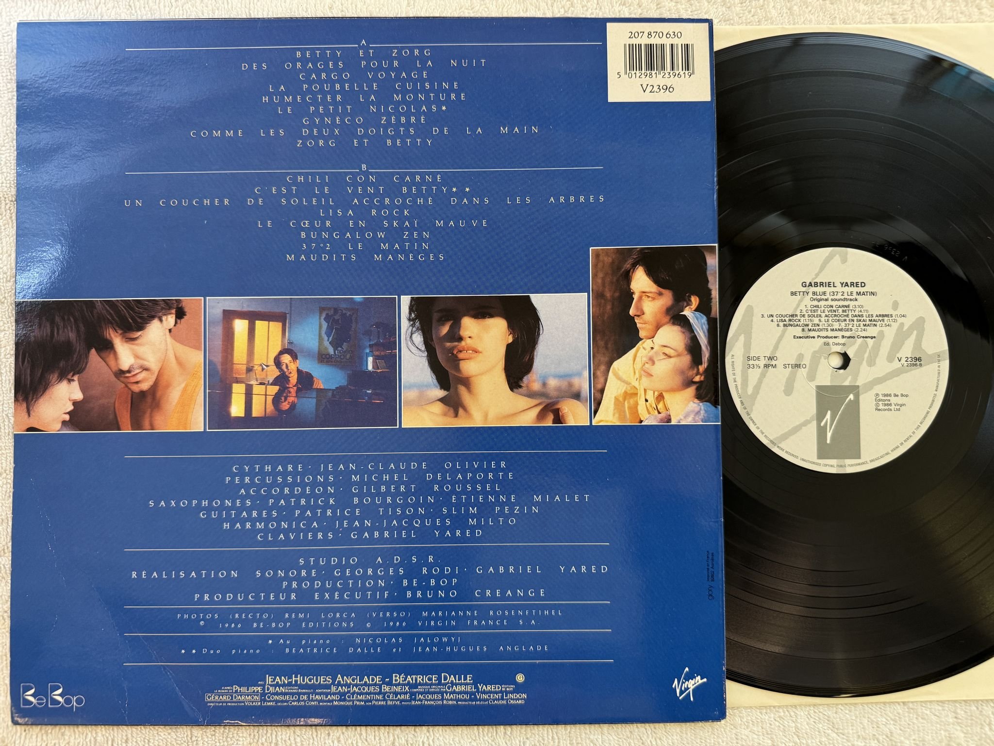 Omslagsbild för skivan GABRIEL YARED Betty Blue LP -86 VIRGIN V 2396 *** KULT ***