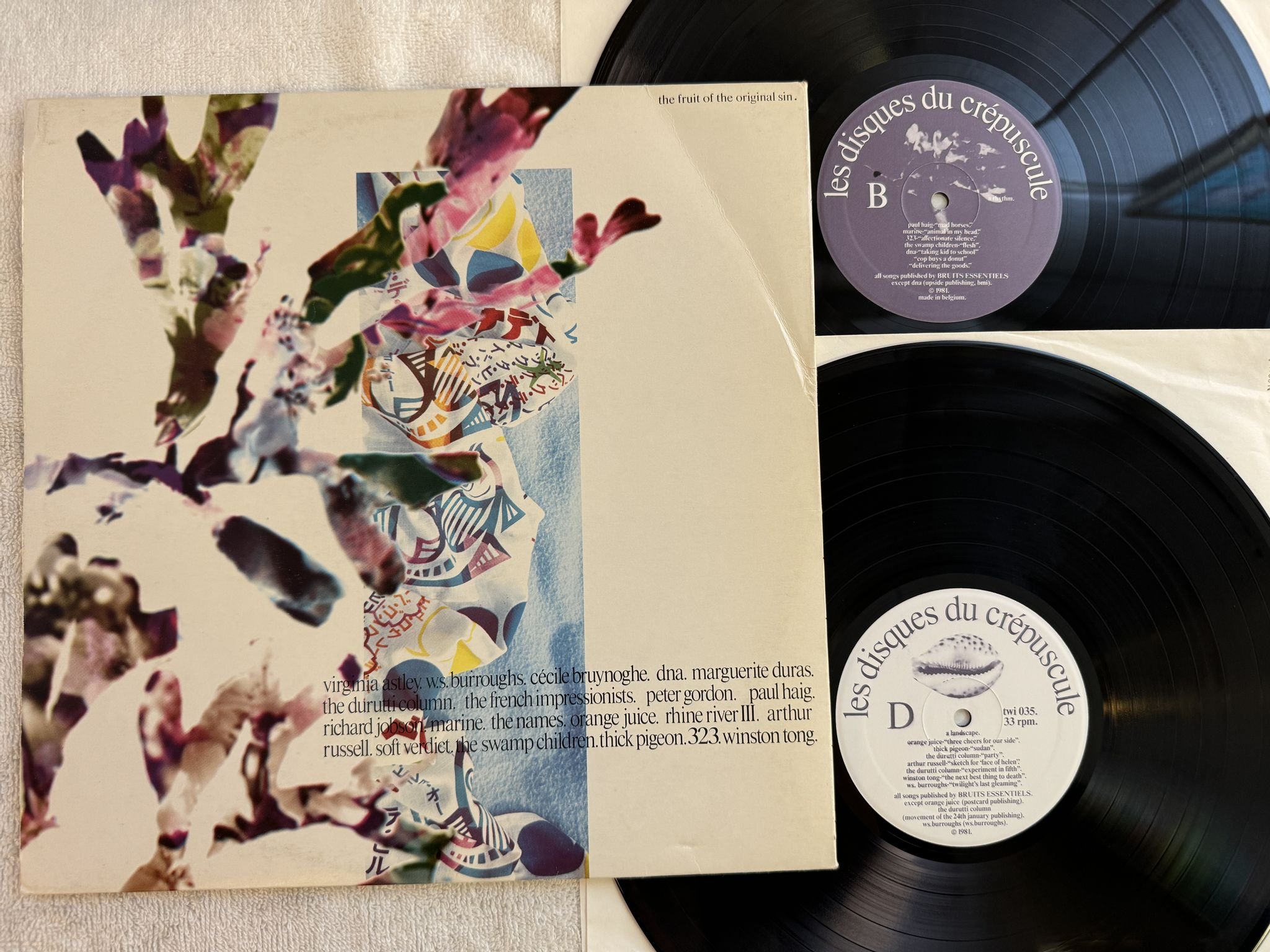 Omslagsbild för skivan V/A The Fruit Of The Original Sin 2xLP -81 Belgium Les Disques Du Crépuscule