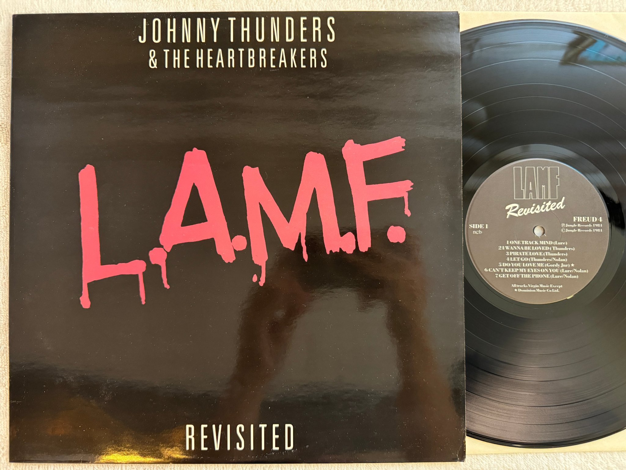 Omslagsbild för skivan JOHNNY THUNDERS & THE HEARTBREAKERS L.A.M.F. revisted LP -84 ncb JUNGLE FREUD 4