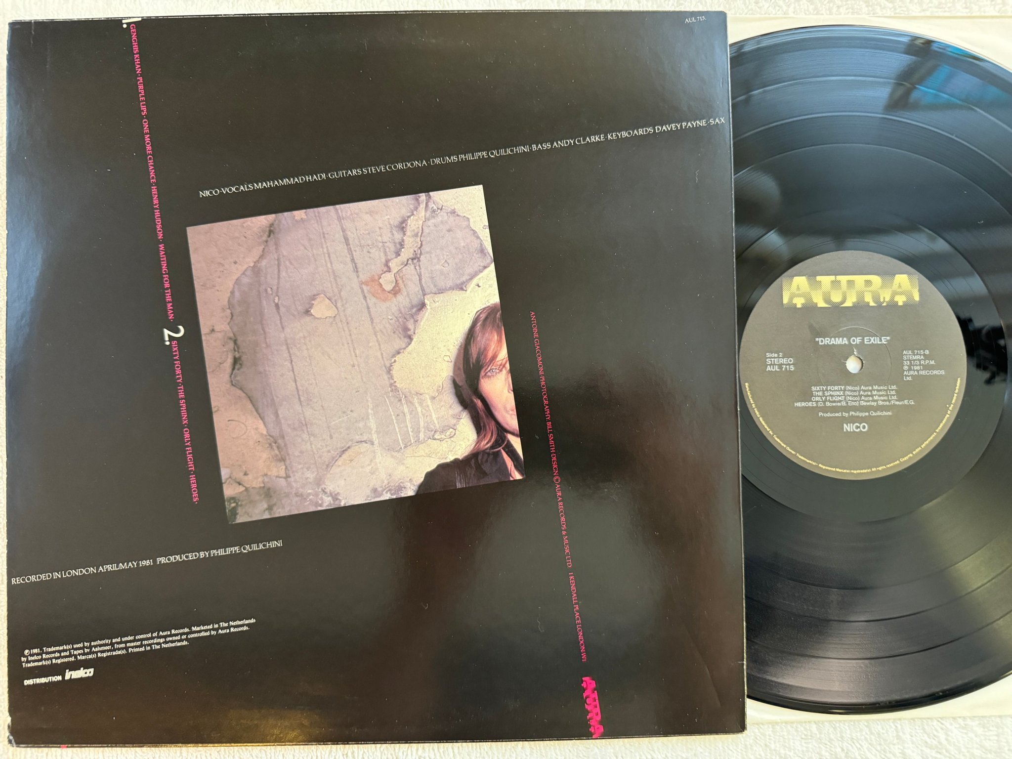 Omslagsbild för skivan NICO drama of exile LP -81 Hol AURA AUL 715