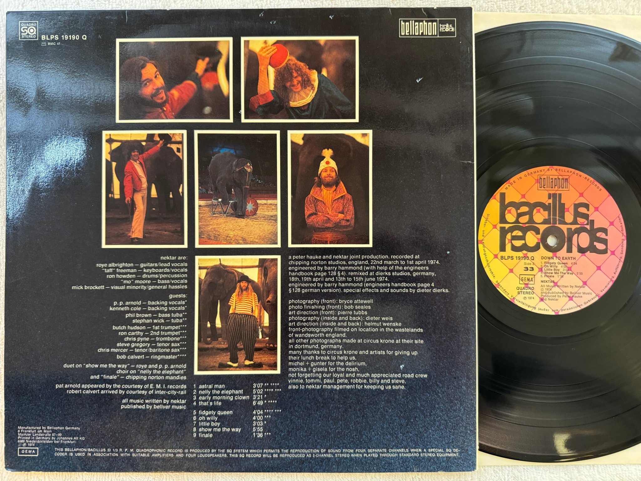 Omslagsbild för skivan NEKTAR Down To Earth LP -74 Ge BACILLUS BLPS 19190 Q